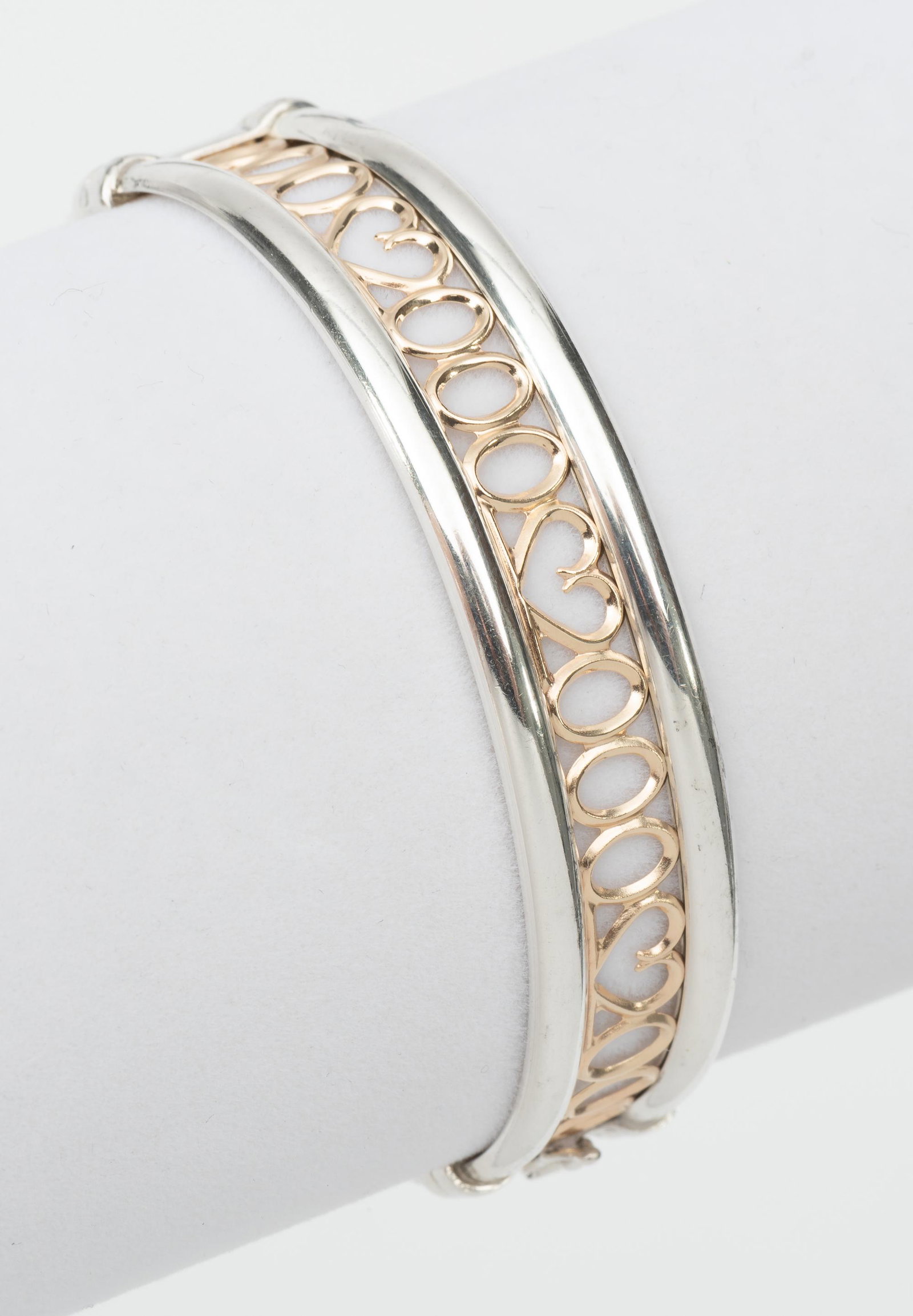 Sterling and 14K Hinged Bangle (1 of 4)