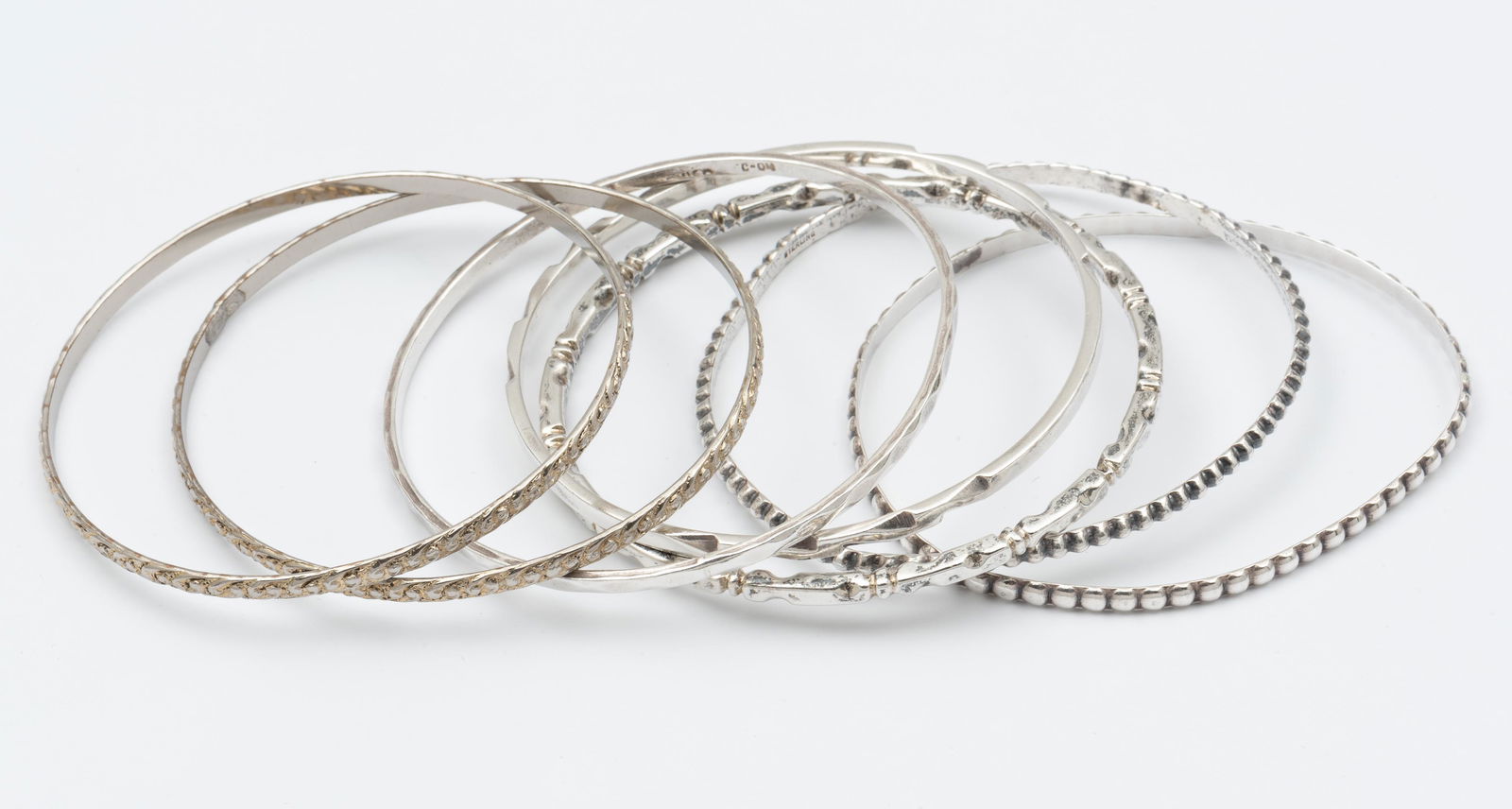 7 Sterling Bangles Incl Mexican (1 of 17)