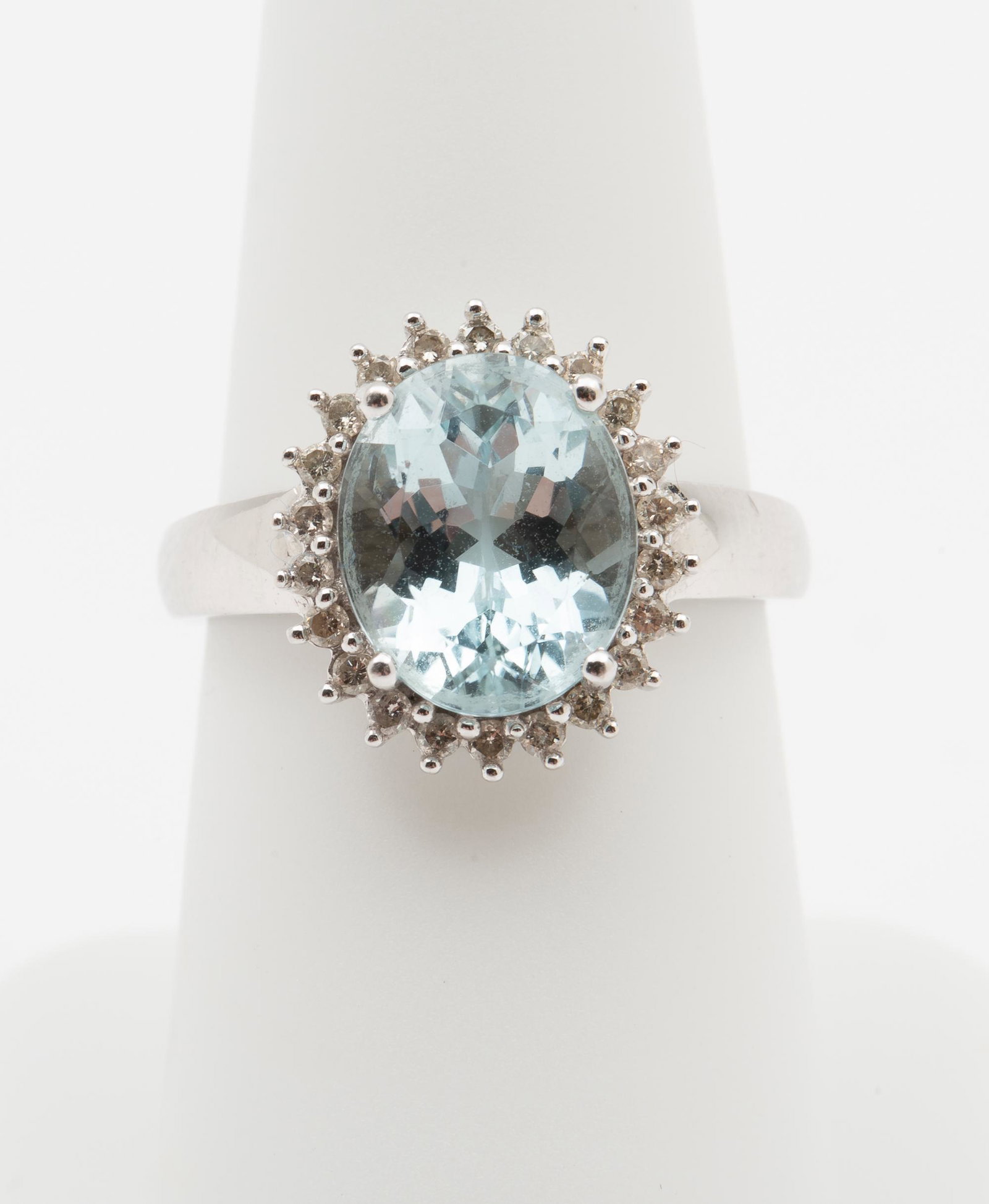 14k 3 Ct Aquamarine & .22 CTW Diamond Ring (1 of 3)