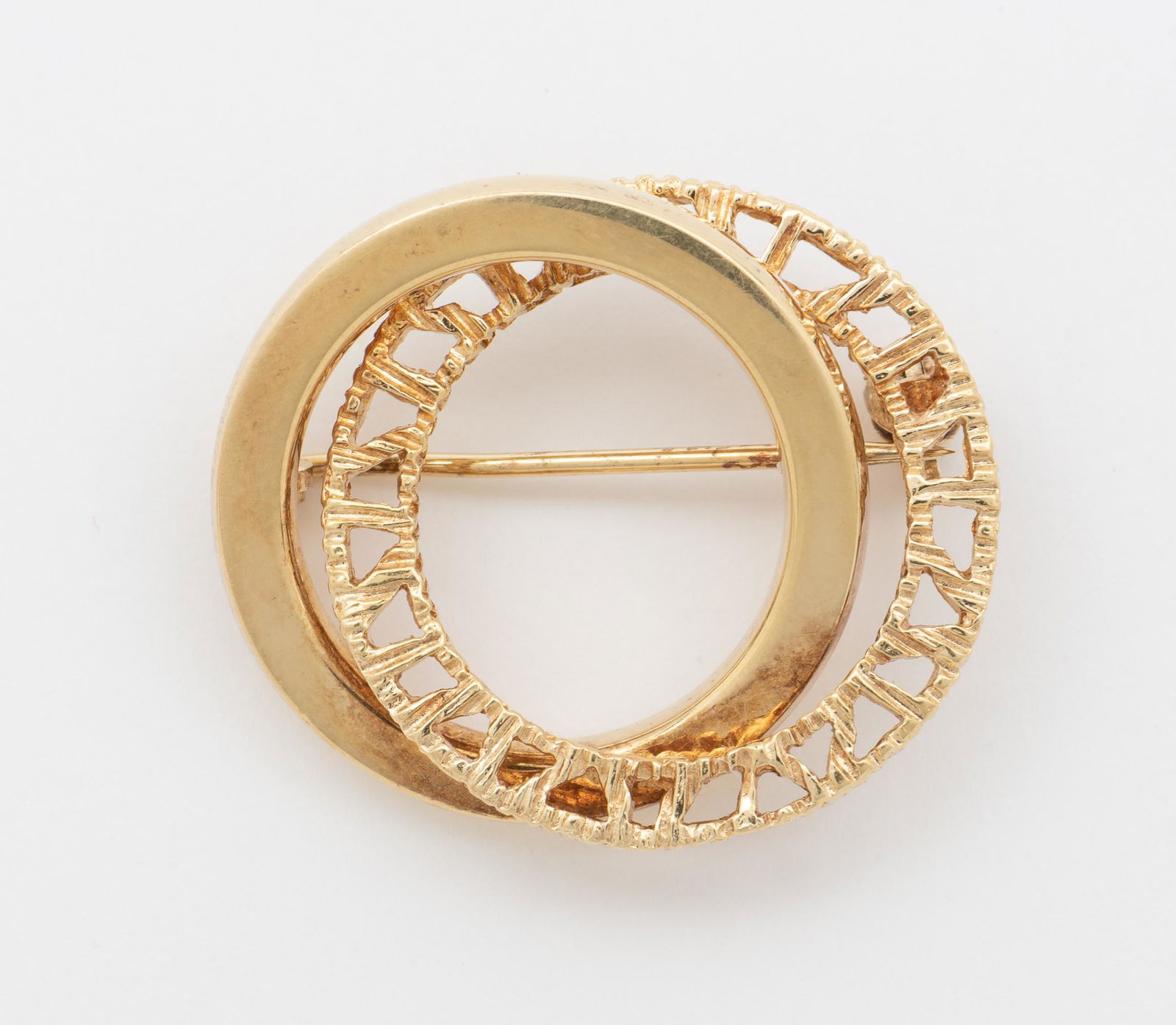 Francois Borgel 14K Double Ring Brooch (1 of 2)