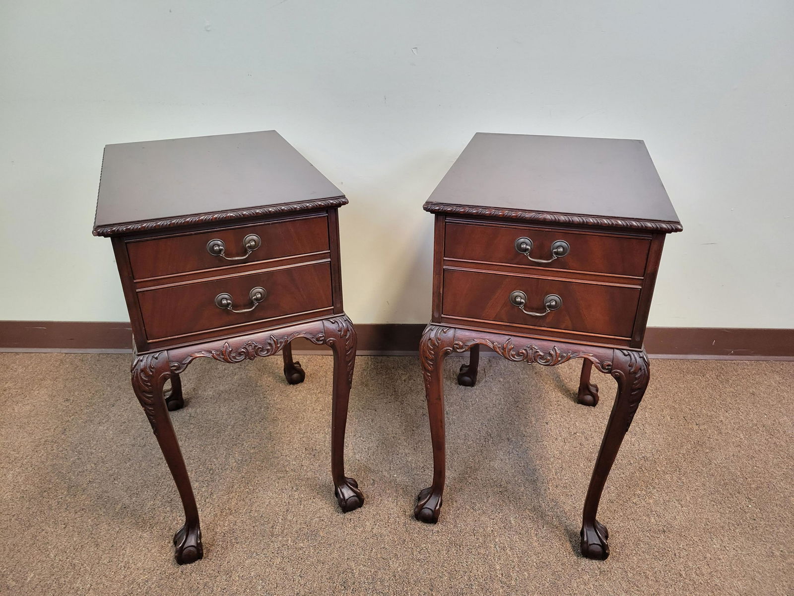 Pair of Imperial Mahogany End Tables (1 of 6)