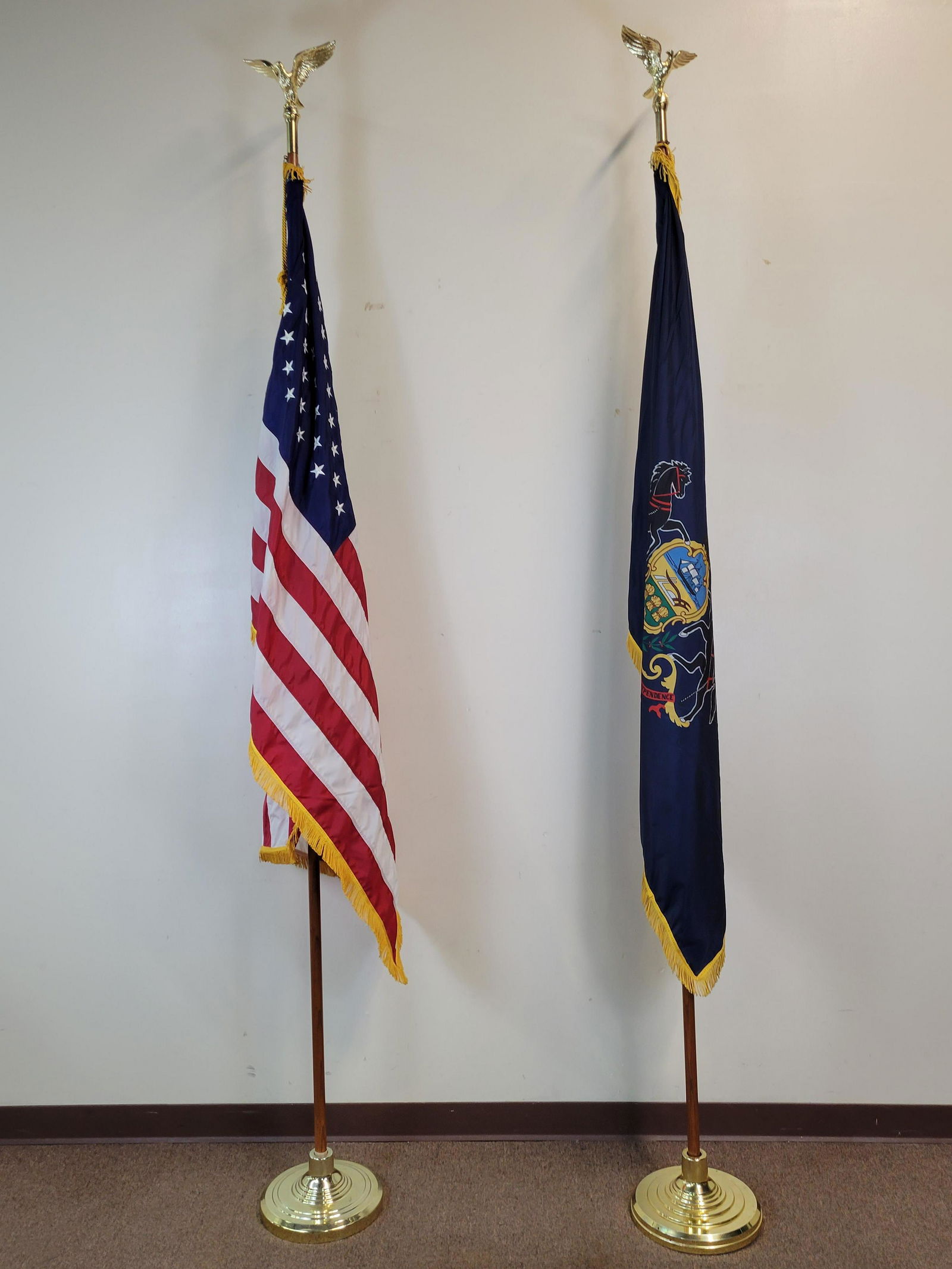 US & Pennsylvania State Flags On Poles (1 of 3)