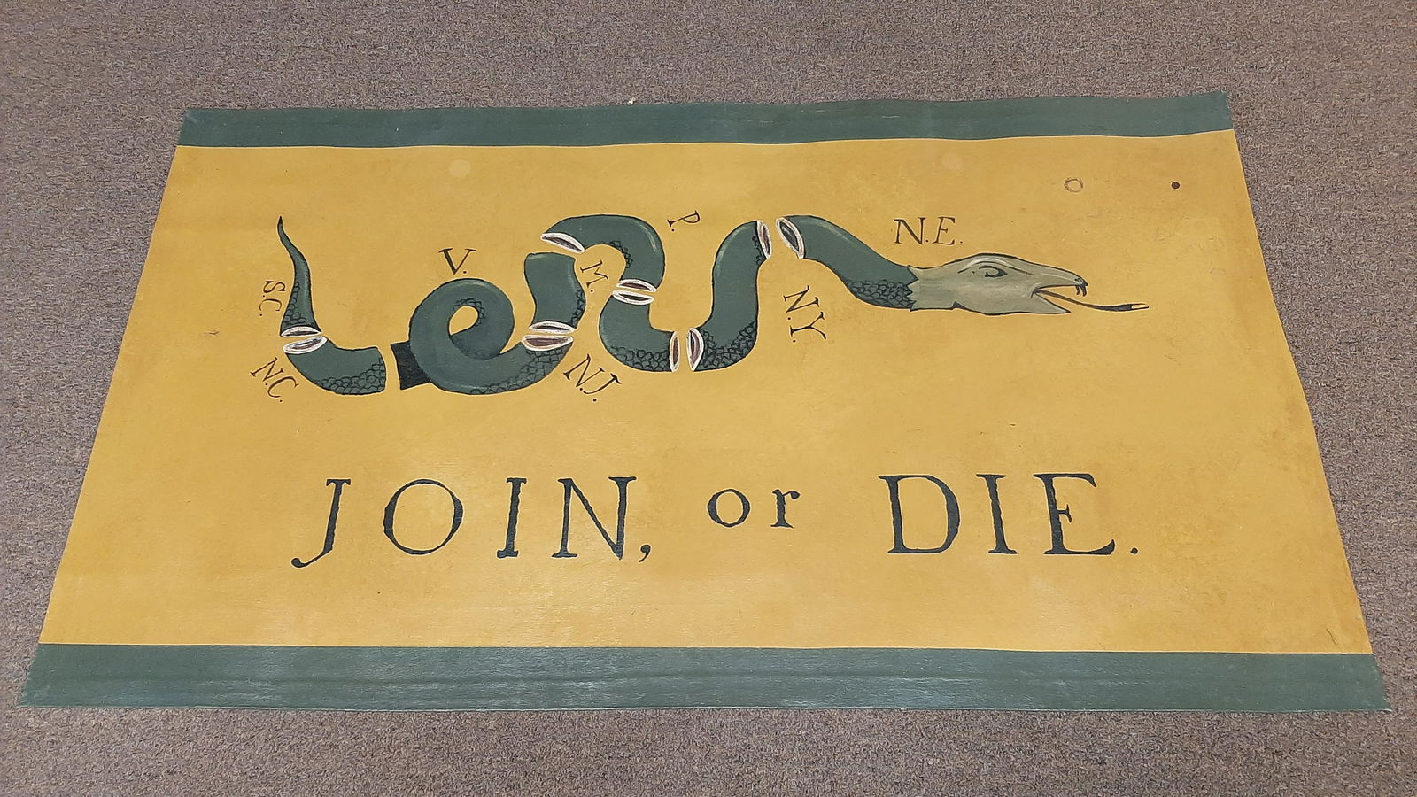 Handpainted Canvas "Join, or Die" Floormat (1 of 2)