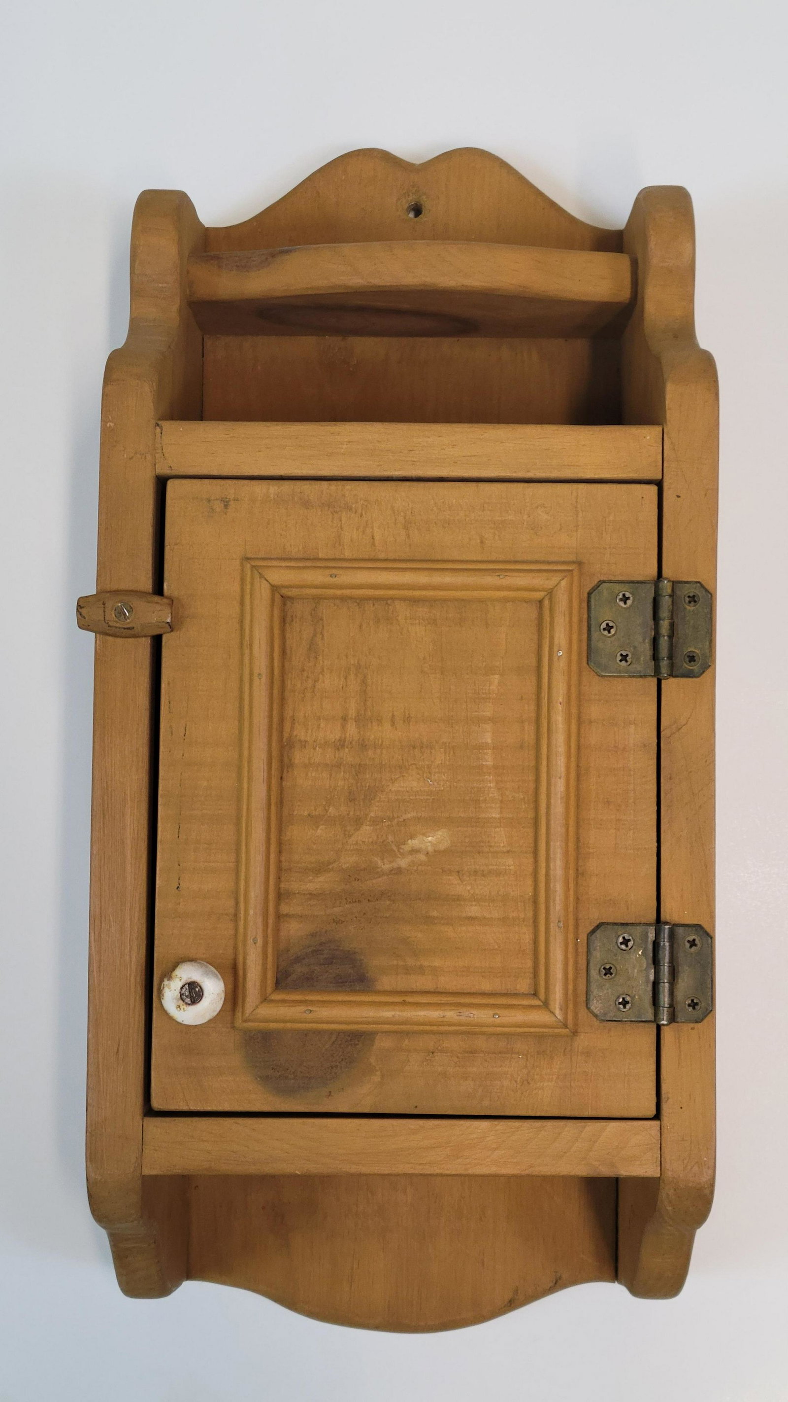 Yellow Wall Cabinet: 9 3/4" wide X 8" deep X 10 1/4" high. IMPORTANT: Before bidding, please read the terms and conditions. When you registered for the auction you agreed to these terms and will be required to comply with