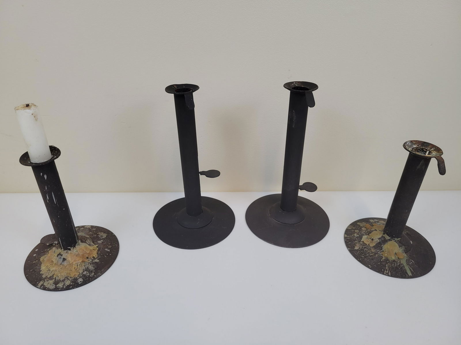 4 Primitive Candle Holders (1 of 3)