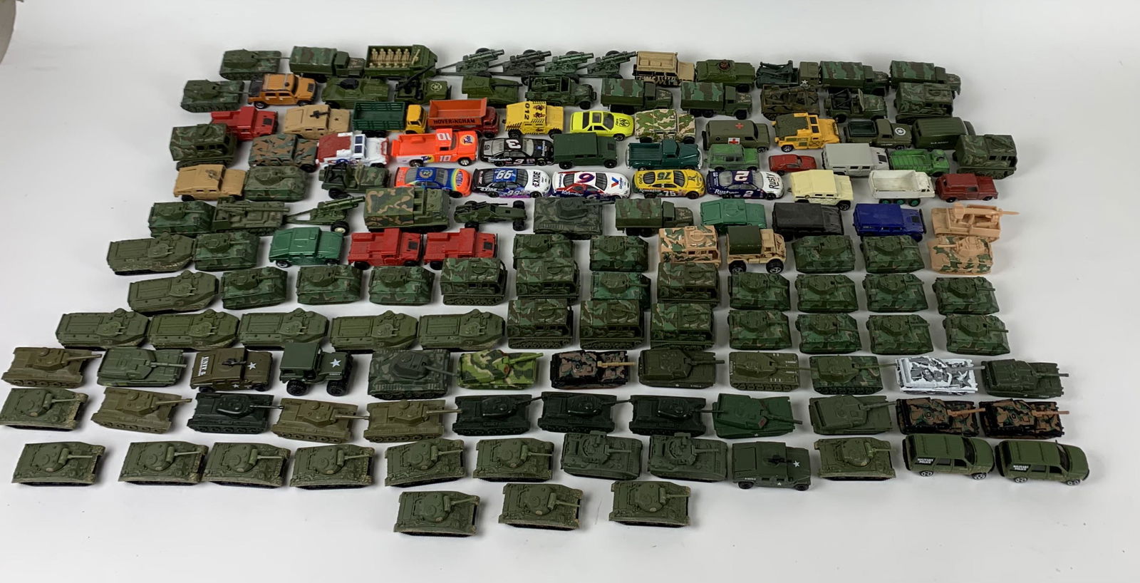 143 1:64 Military & NASCAR Vehicles: Includes Hit Wheels, Johnny Lightening, Maisto, Lesney. 1990 & newer. IMPORTANT: Before bidding, please read the terms and conditions. When you registered for the auction you agreed to these terms and