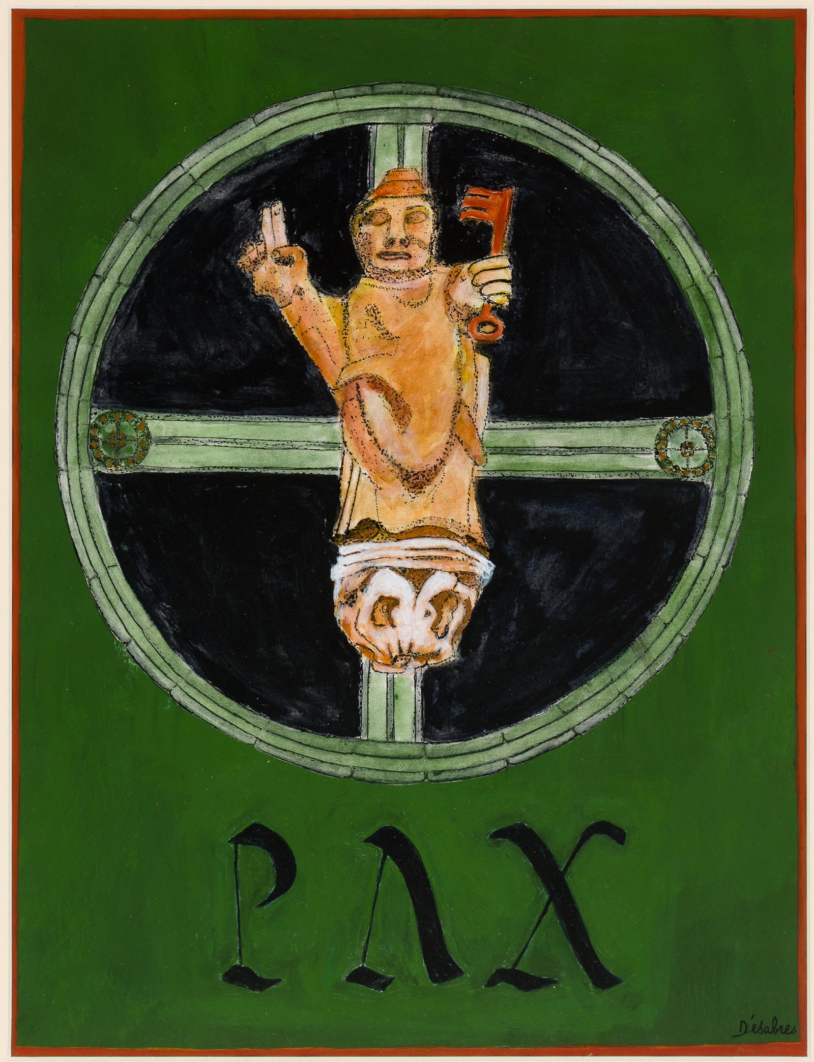 Raymonde Desabres (French-American, 1925-2020): DESCRIPTION: Raymonde Desabres (French-American, 1925-2020). Watercolor and acrylic on paper. "St. Pierre". Signed "Desabres" to lower right. In painted wood frame. Raymonde "Ré" Désabres Plaut (192