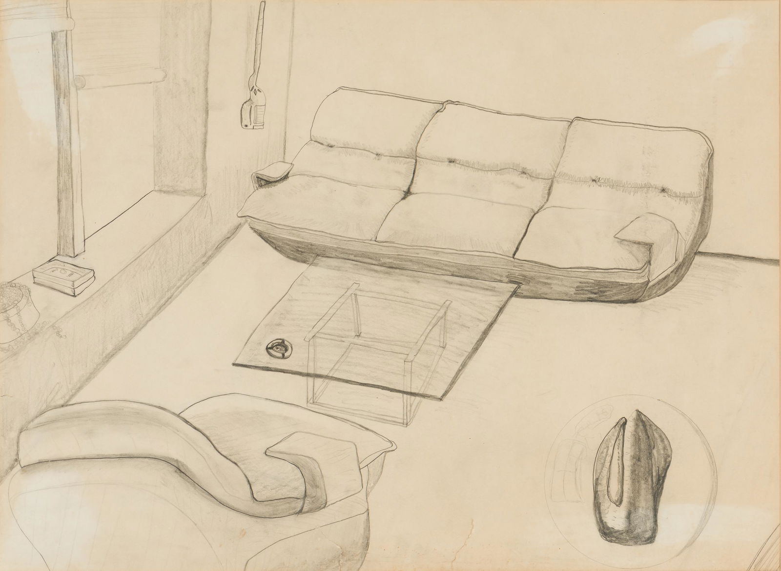 Pencil Drawing of Living Room (1 of 3)