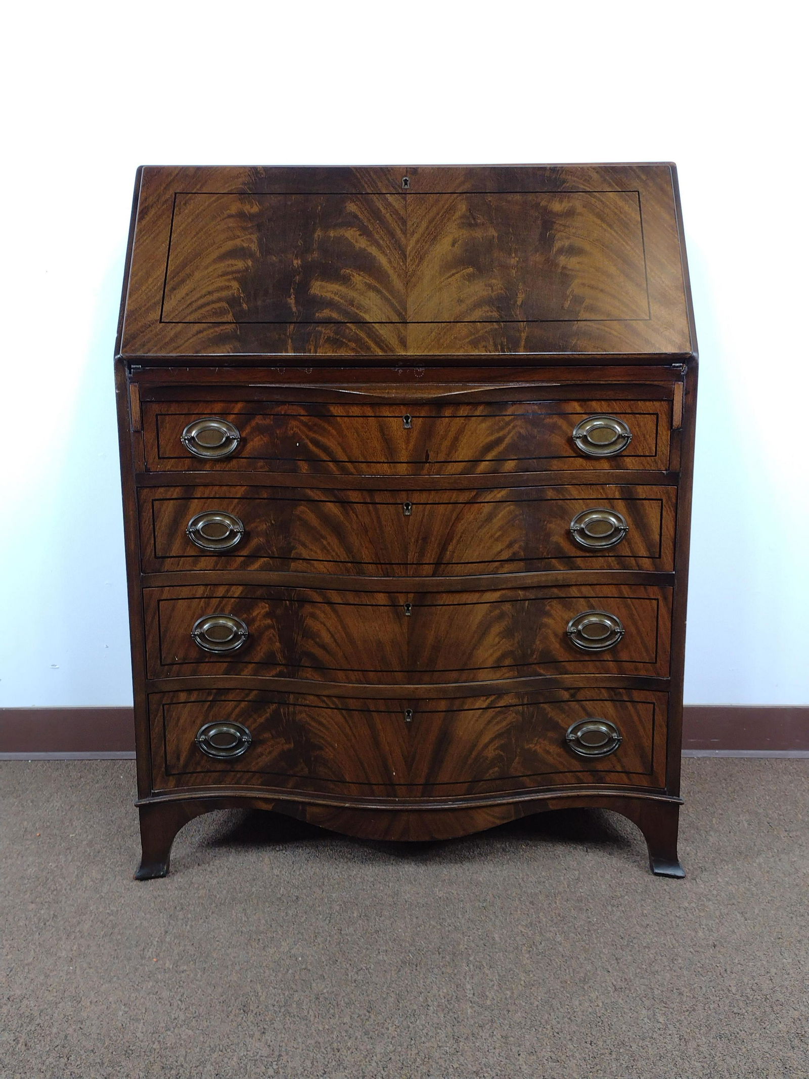 Flame Mahogany Slant Front Desk By Maddox Tables (1 of 9)