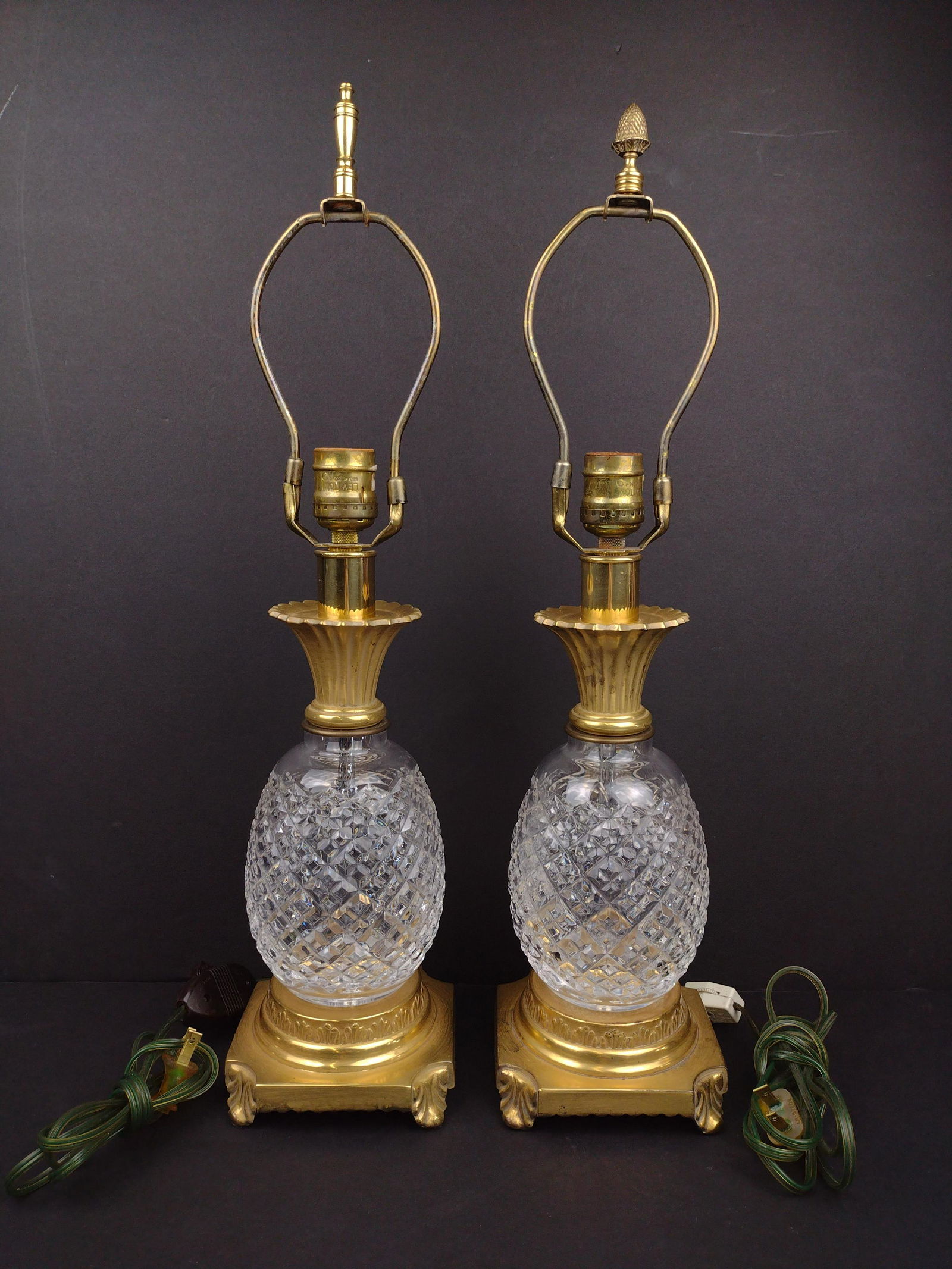 Pair Waterford Pineapple Lamps (1 of 3)