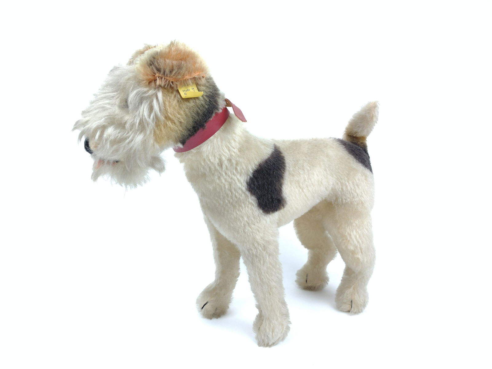 Steiff Foxy Fox Terrier: No. 1328,00. With eartag. 11" high x 12" wide. IMPORTANT: Before bidding, please read the terms and conditions. When you registered for the auction you agreed to these terms and will be required to co