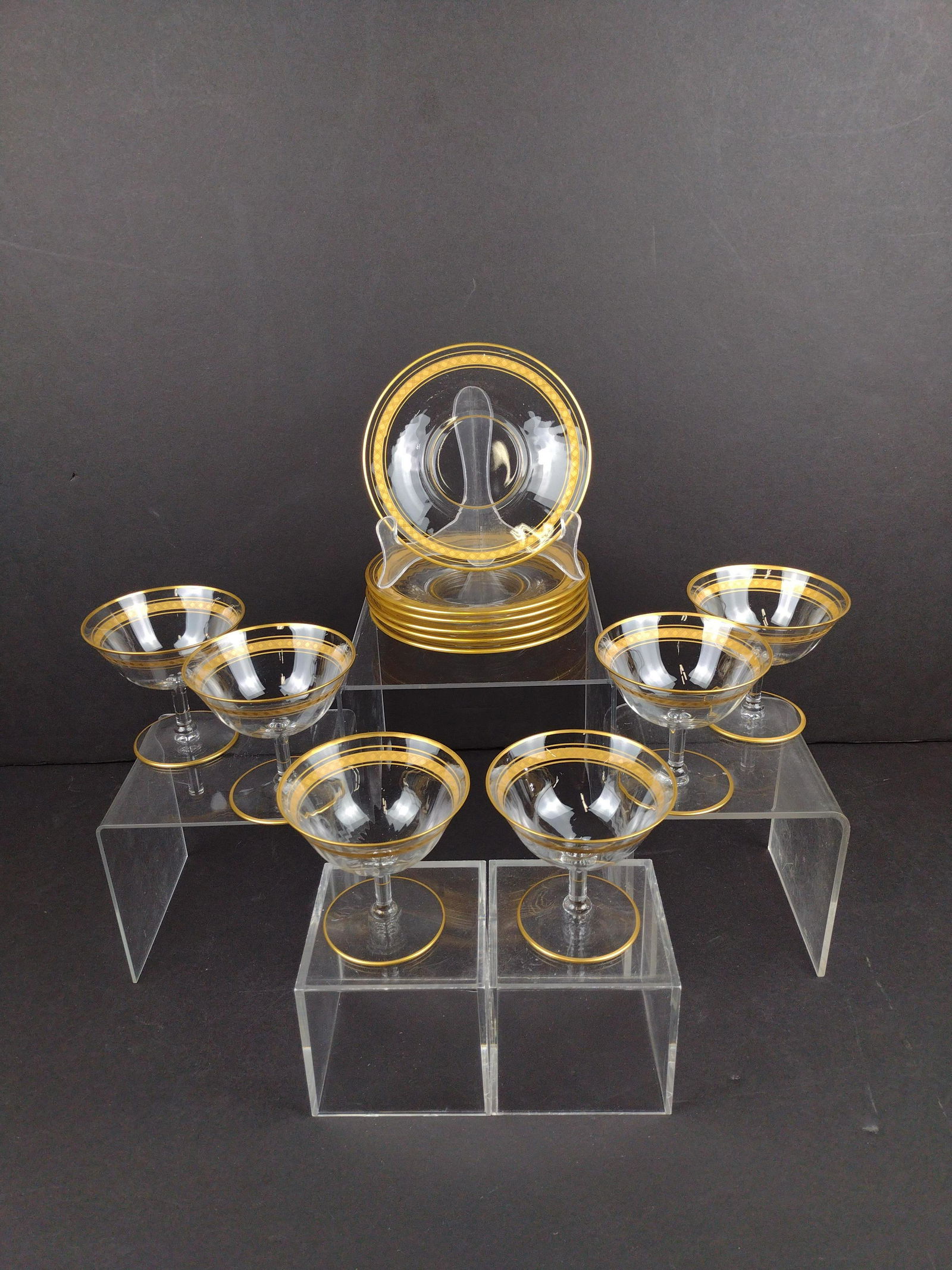 12 Pcs Glassware with Hand Painted Gold Trim (1 of 3)