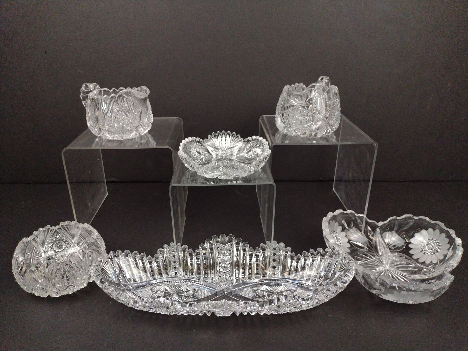 6 Pcs Antique Cut & Pressed Glass (1 of 7)