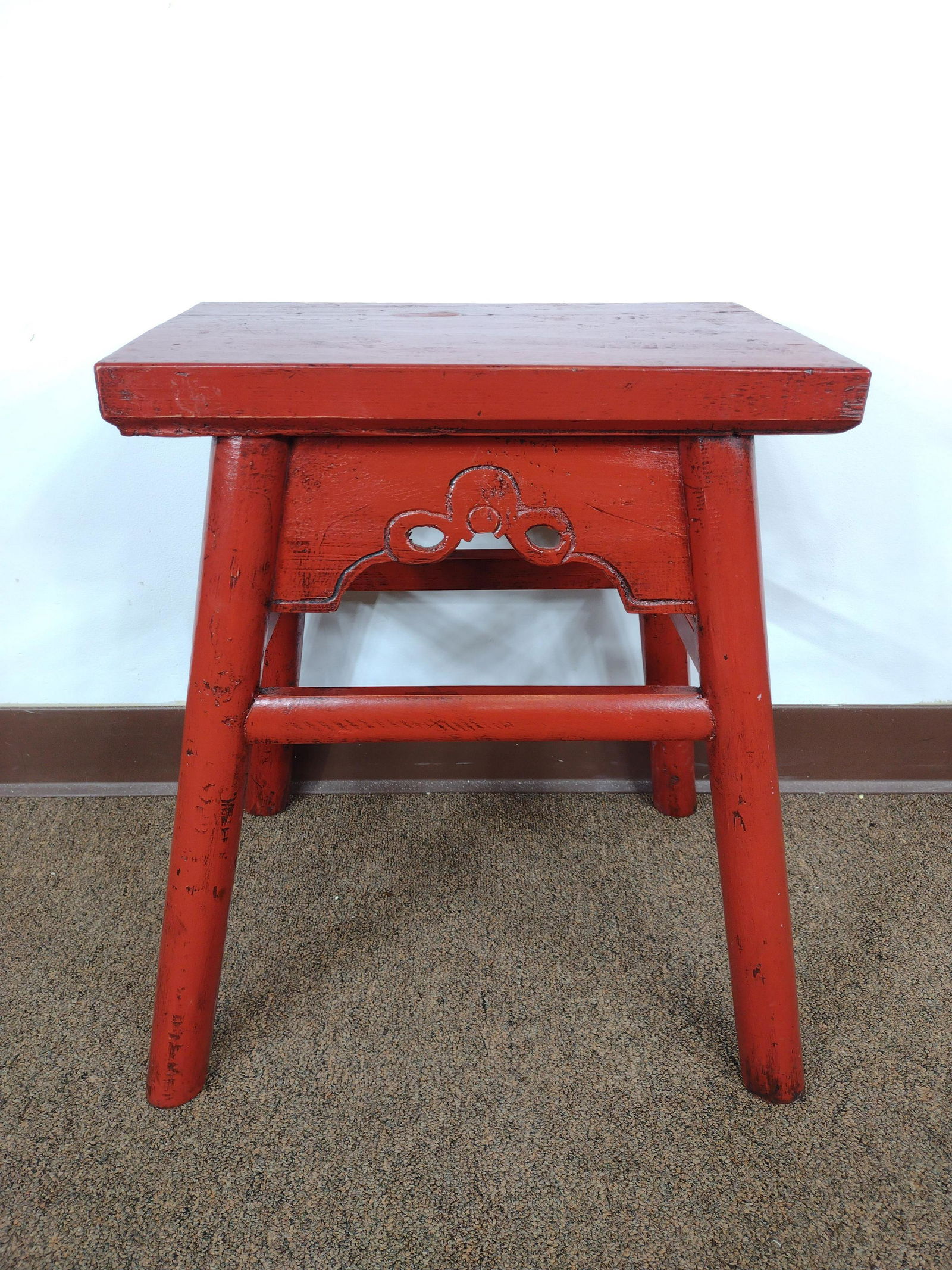 Red Lacquer Asian Stool (1 of 4)