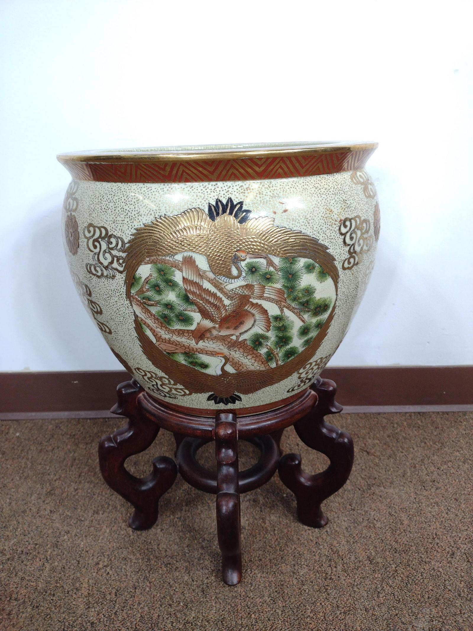 Gump's Asian Style Planter on Wood Stand (1 of 3)