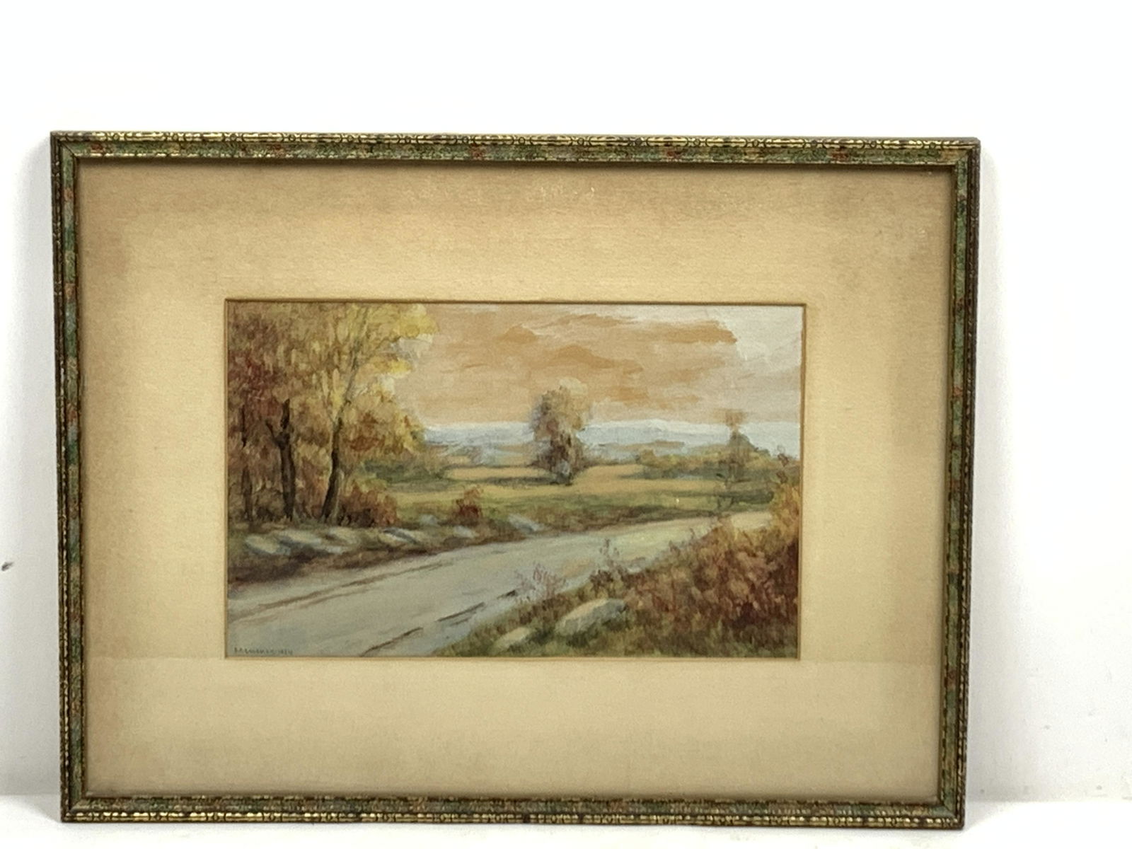 F. F. Green Landscape Watercolor on Paper (1 of 3)