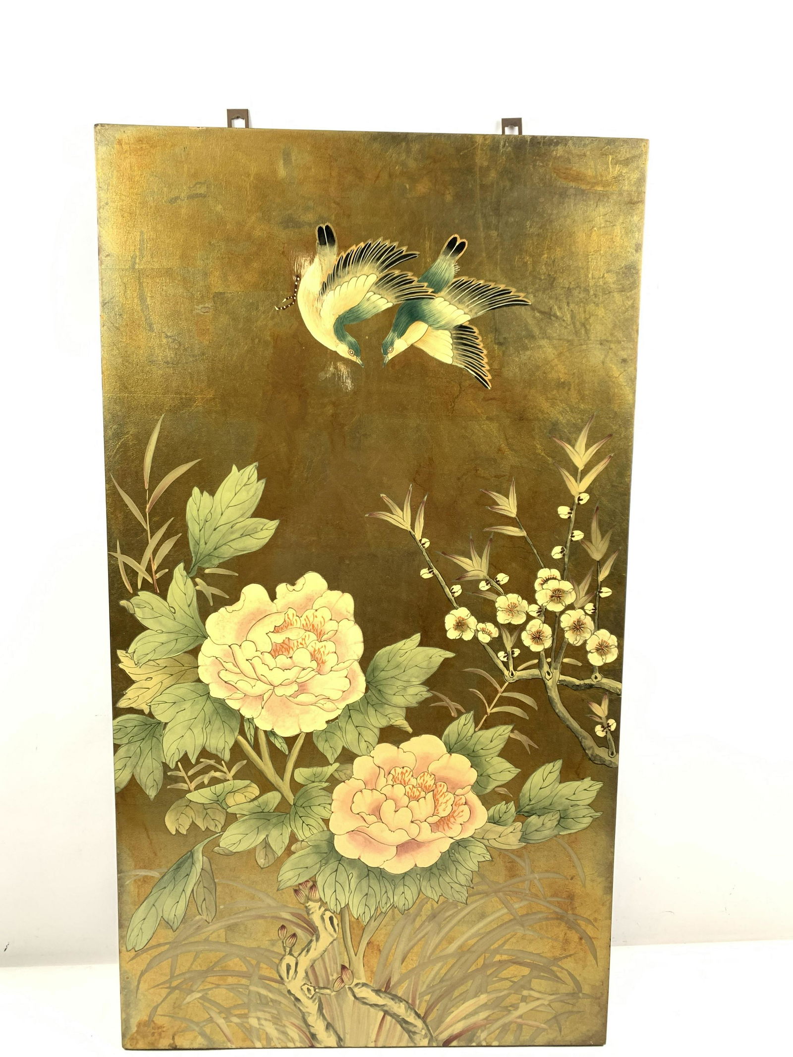 Lacquered Asian Panel Birds & Flowers (1 of 2)