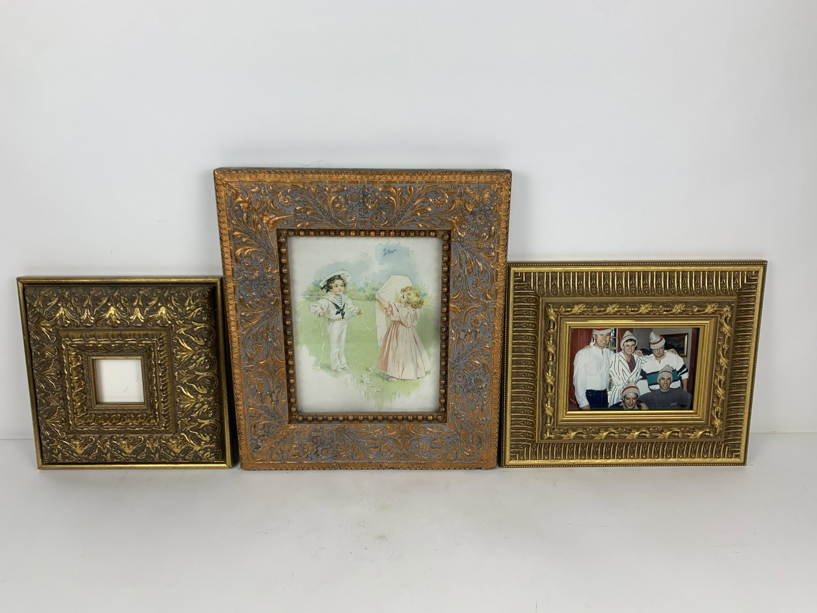 3 Gilt Picture Frames: 10-1/8” wide x 10” high to 13-1/2” wide x 15-1/2” high.