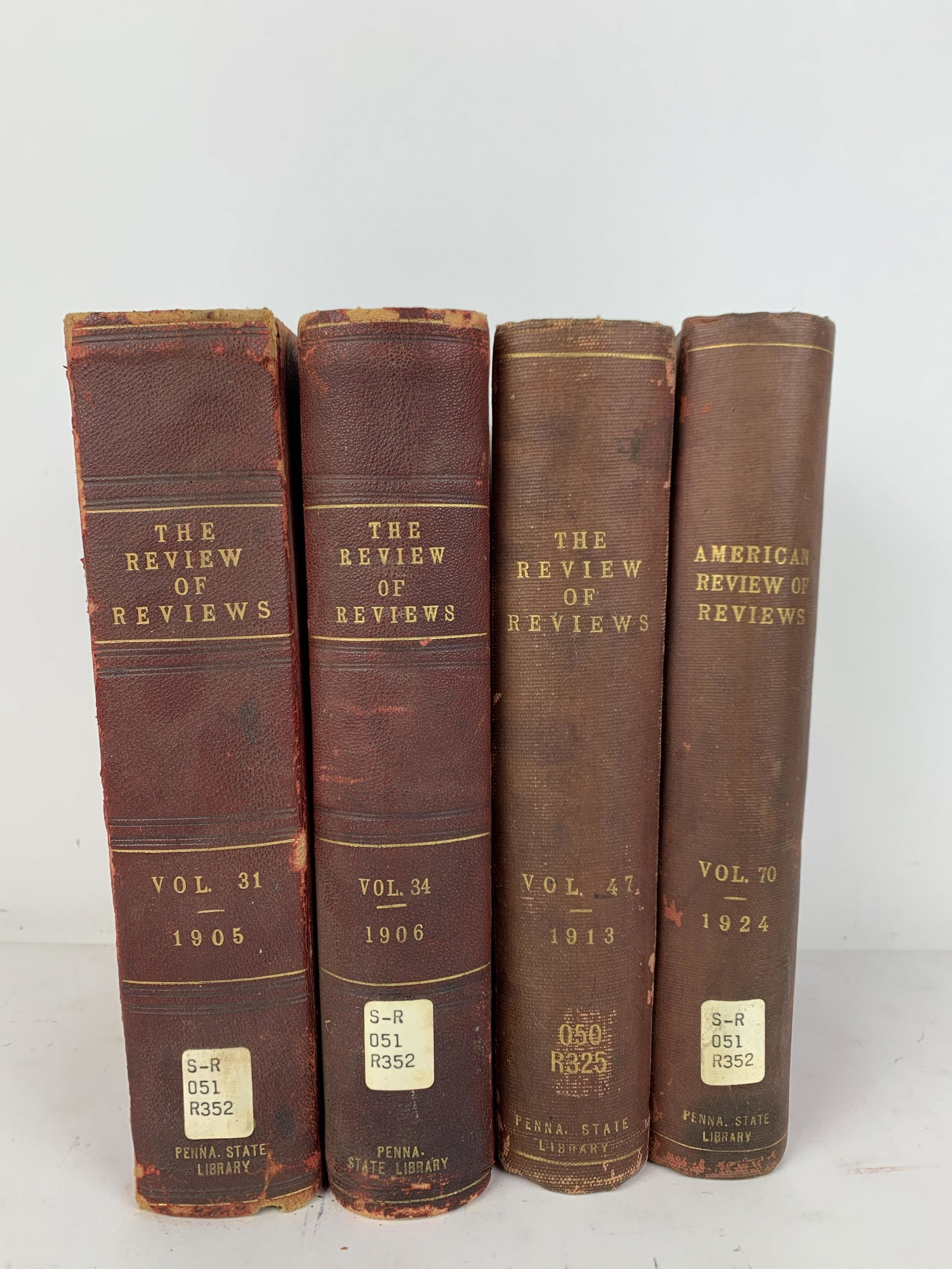4 Volumes of the Review of Reviews: Includes volumes 31 (1905), 34 (1906),47 (1913), and 70 (1924). From the Estate of Stephen Pancoe, York Haven, PA. IMPORTANT: Before bidding, please read the terms and conditions. When you registered 