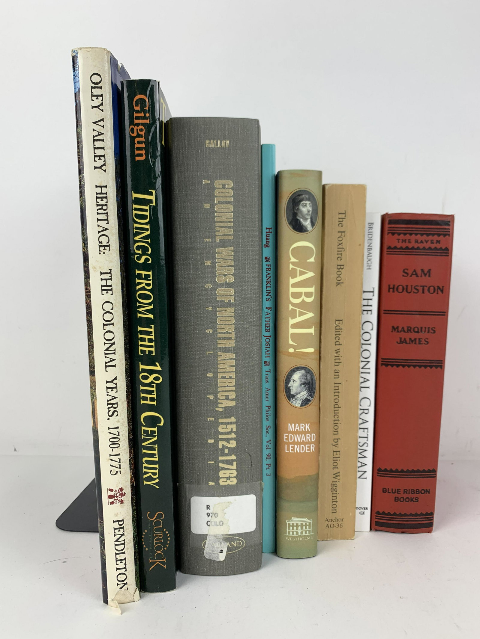 8 Books on Colonial America: Includes Cabal! The Plot Against General Washington, Franklin's Father Josiah: Life of a Colonial Boston Tallow Chandler, 1657-1745, Sam Houston, The Colonial Craftsman, The Foxfire Book, Colonial War