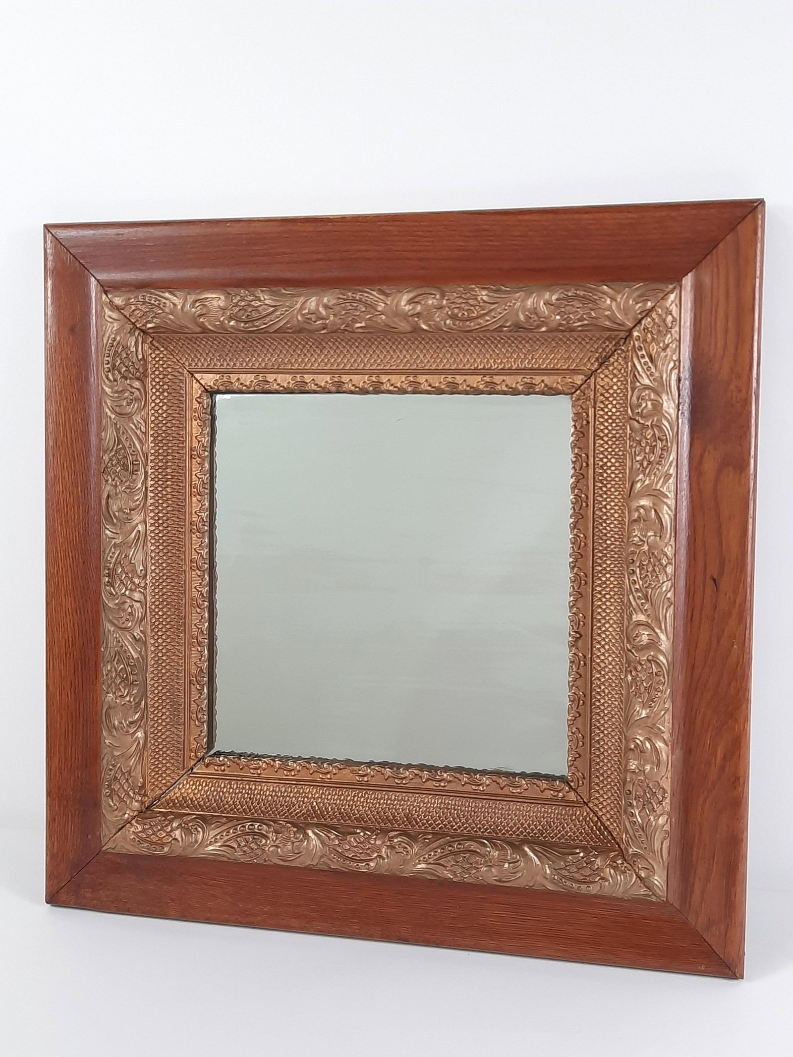 Mirror with Gilt Molding: Overall with frame 22" high x 22" wide. From the Estate of Stephen Pancoe, York Haven, PA. IMPORTANT: Before bidding, please read the terms and conditions. When you registered for the auction you agre