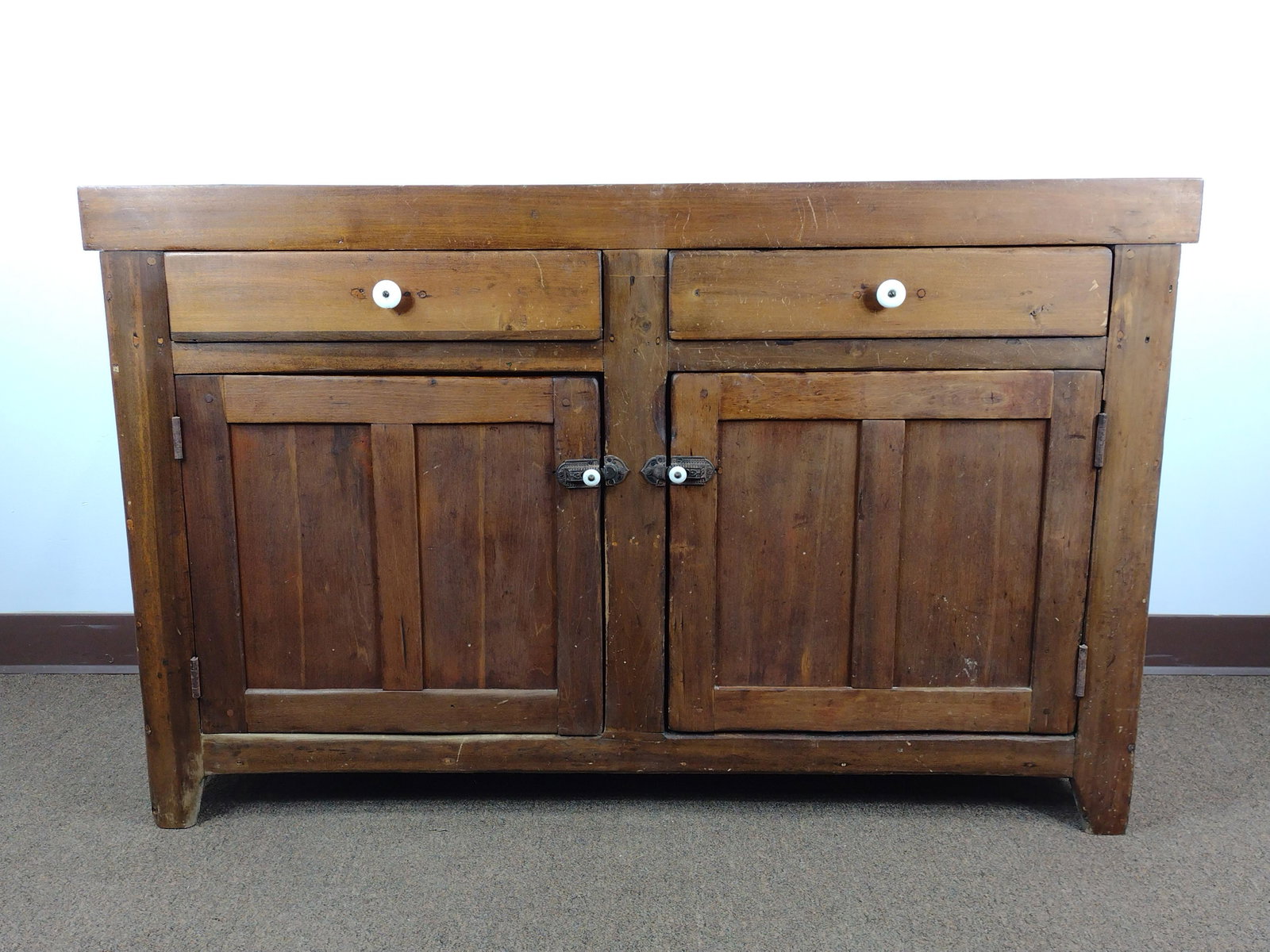 Dry Sink: 49 1/2" wide X 18 1/2" deep X 31" high. IMPORTANT: Before bidding, please read the terms and conditions. When you registered for the auction you agreed to these terms and will be required to comply wi