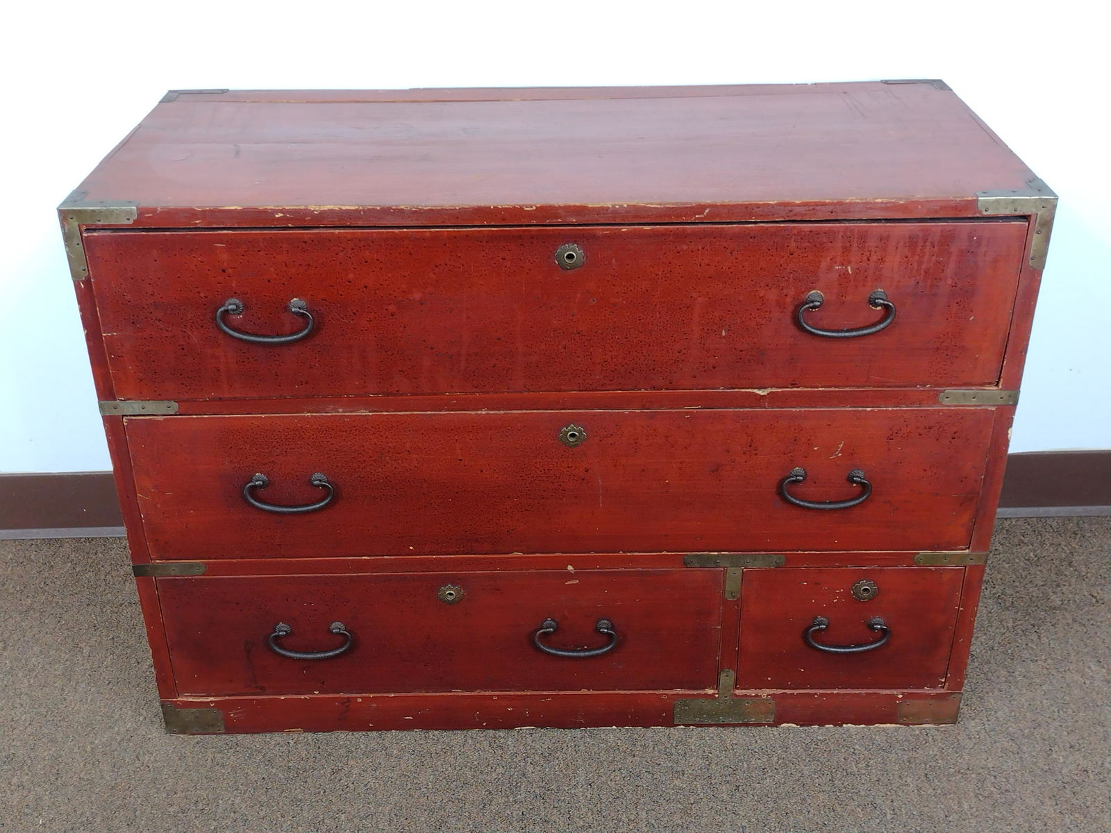 Asian Low Three Drawer Chest (1 of 6)