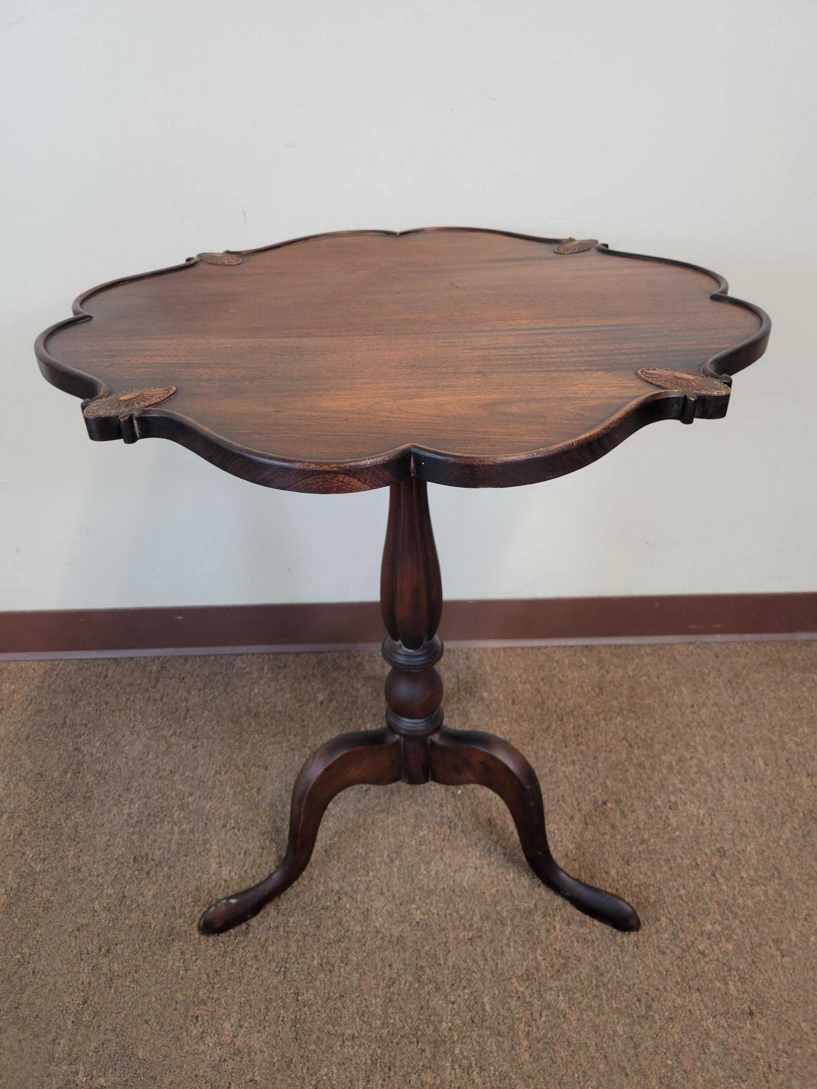 Tilt Top Table: 23 1/2" wide X 23 1/2" deep X 28 1/2" high. IMPORTANT: Before bidding, please read the terms and conditions. When you registered for the auction you agreed to these terms and will be required to compl