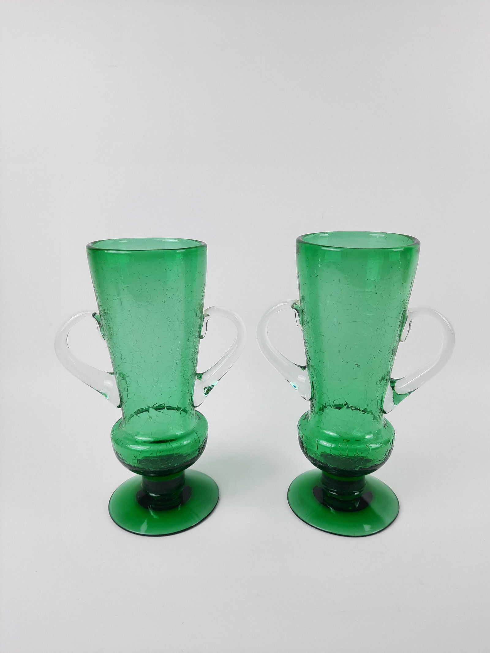 2 Hand Blown Crackle Glass Vases (1 of 2)