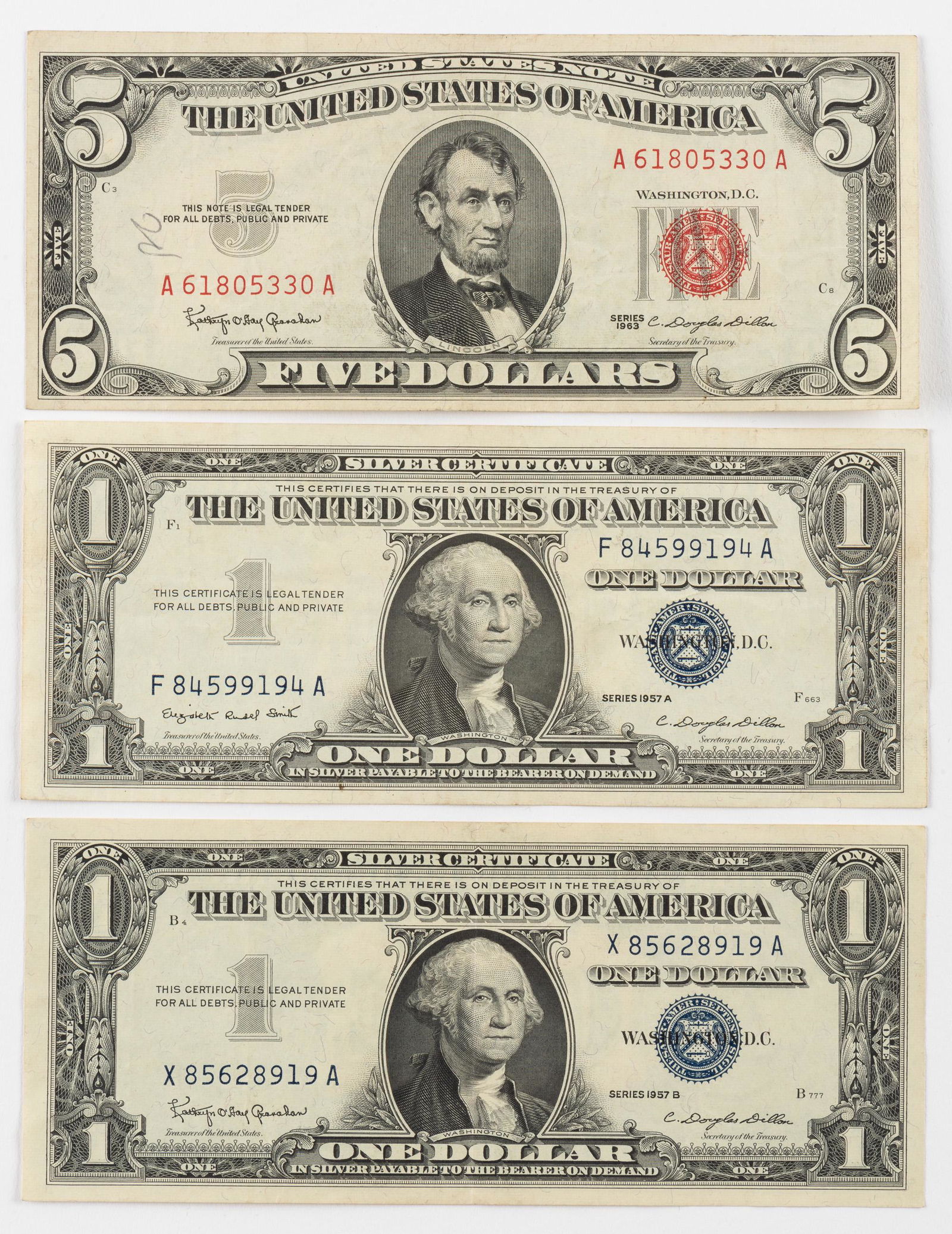 3 Pcs U.S. Paper Currency (1 of 2)