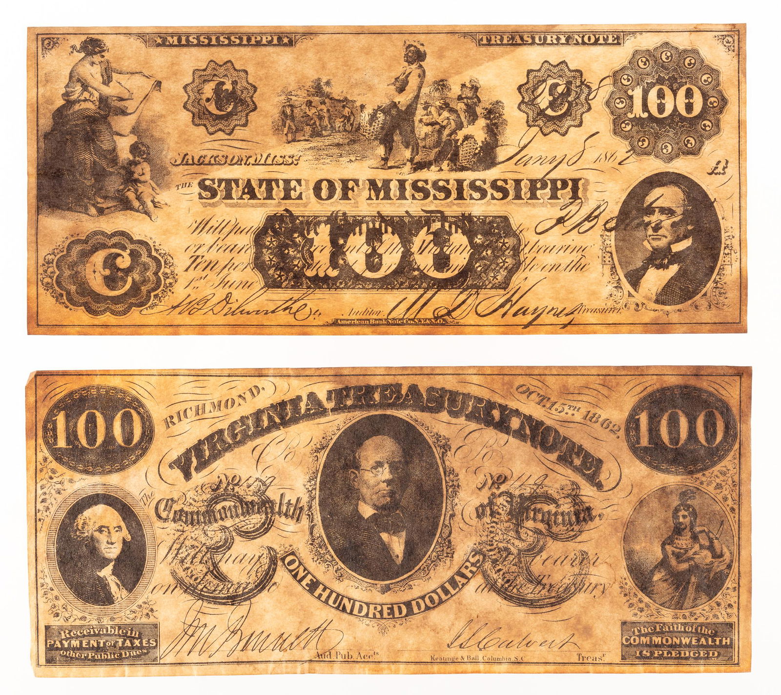 2 $100 Confederate Currency Notes (1 of 5)