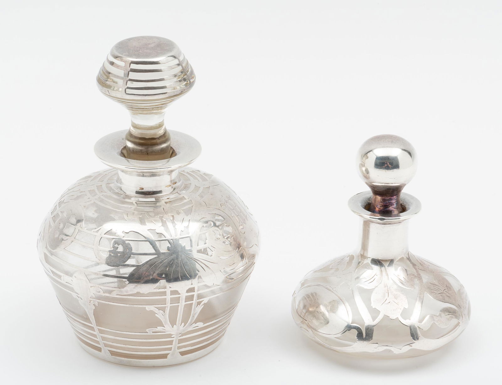 2 Sterling Overlay Glass Perfume Bottles (1 of 8)