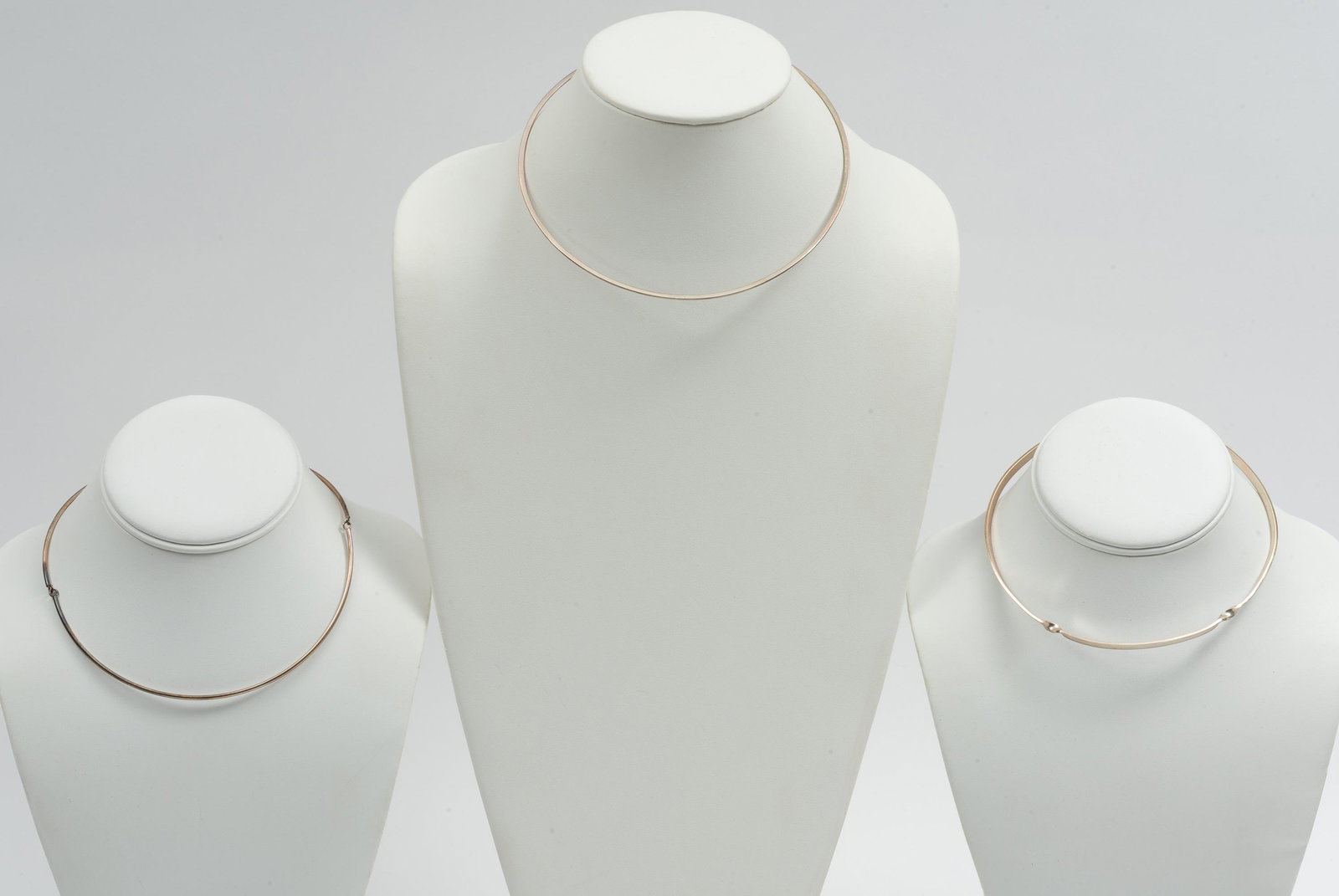 3 Sterling Chokers: Includes one necklace not marked as sterling. 4-1/2" to 5-1/4" diameter. IMPORTANT: Before bidding, please read the terms and conditions. When you registered for the auction you agreed to these terms 