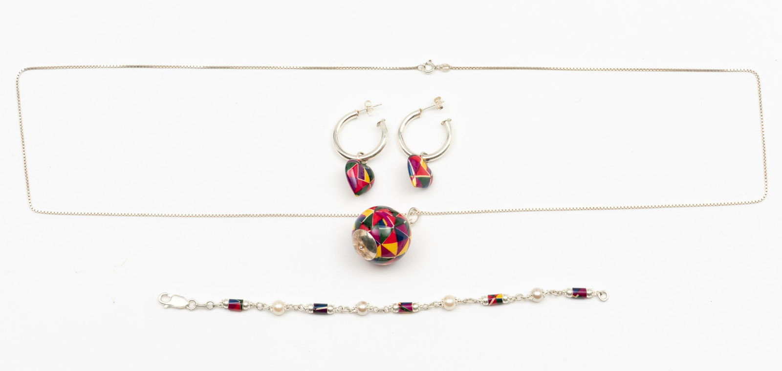 Sterling Necklace, Bracelet and Earrings (1 of 9)