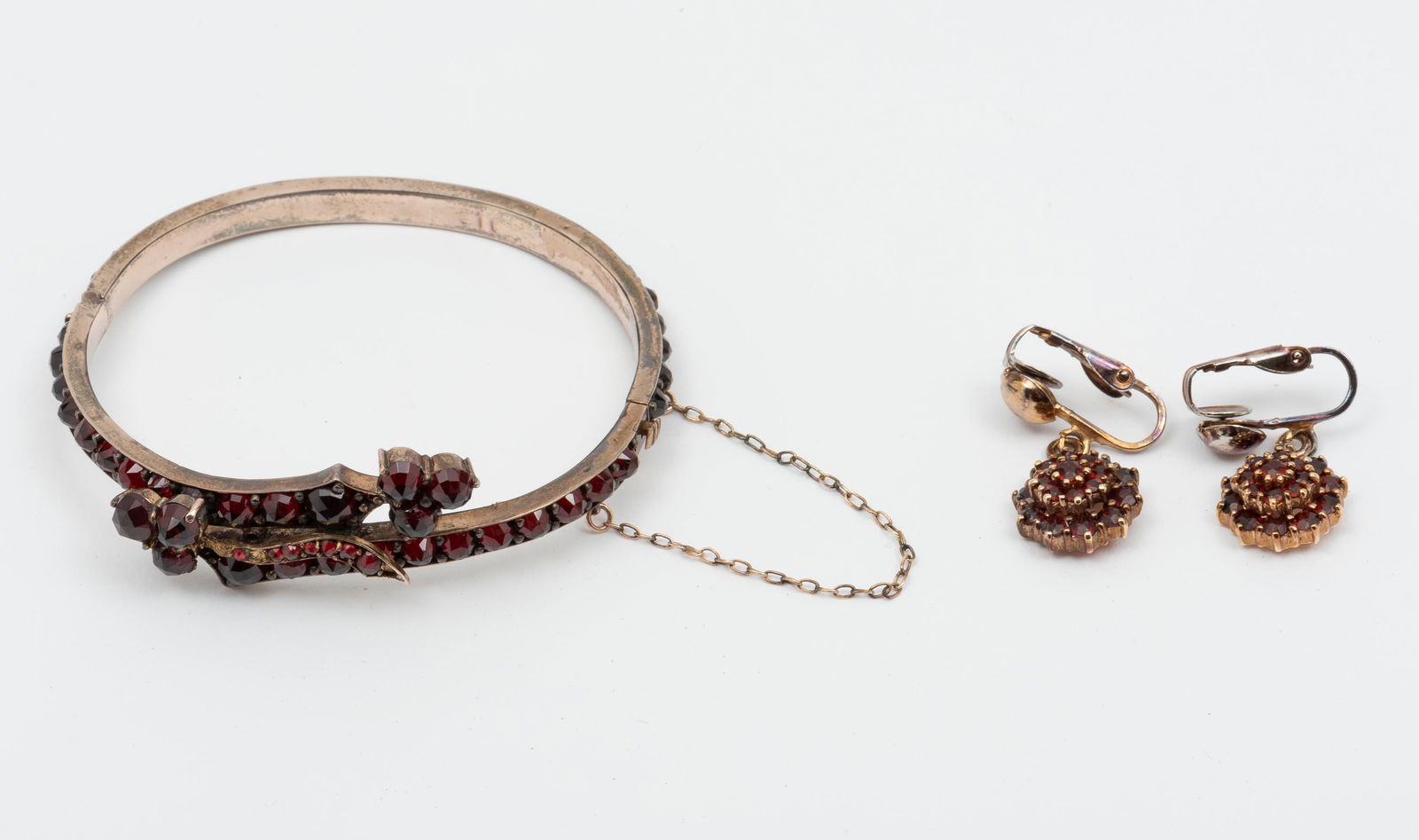Antique Garnet Bracelet and Earrings (1 of 4)