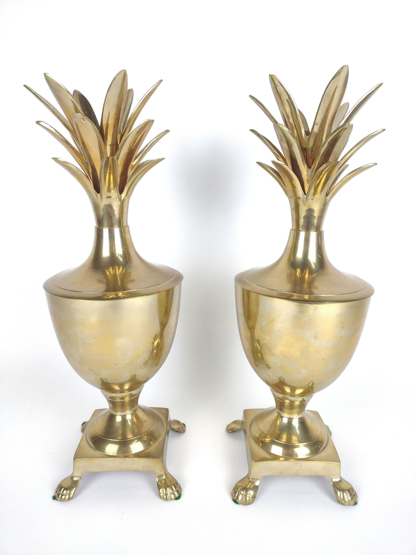 Pr Brass Lidded Pineapple Urns (1 of 2)