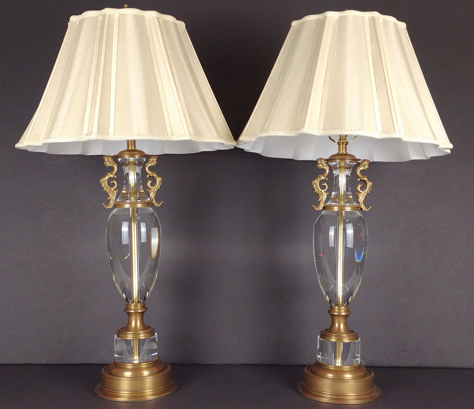 Pr Lucite and Brass Table Lamps (1 of 2)