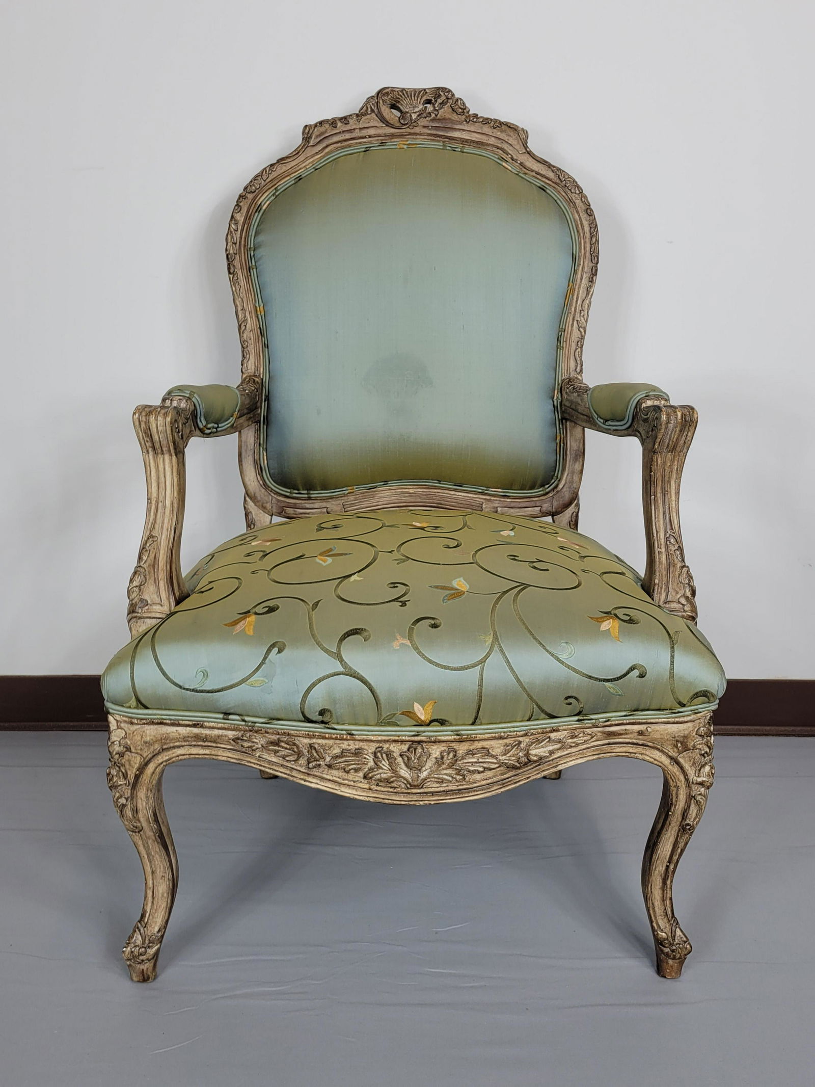 Carved Floral Print Arm Chair (1 of 4)