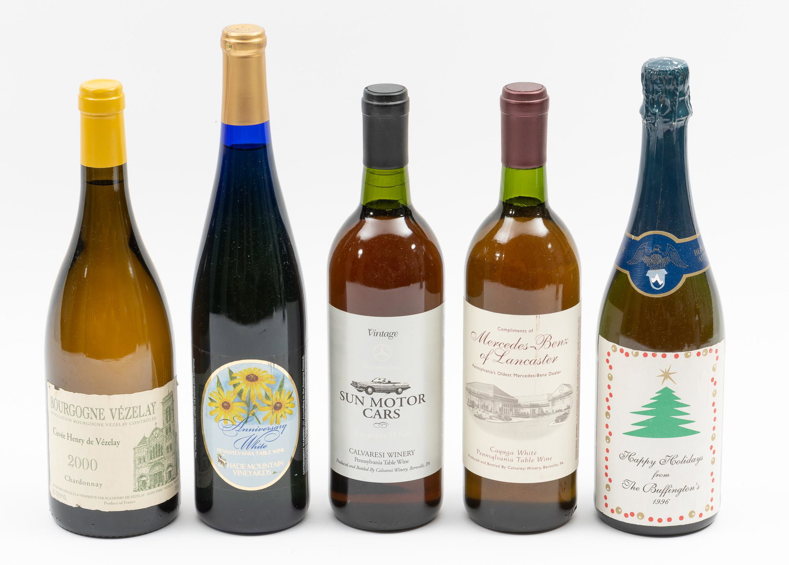 5 Estate Bottles of White & Sparkling Wines: THIS LOT IS AVAILABLE FOR PICK UP ONLY. MUST BE 21 YEARS OF AGE. SHIPPING NOT AVAILABLE. EK IMPORTANT: Before bidding, please read the terms and conditions. When you registered for the auction you agr