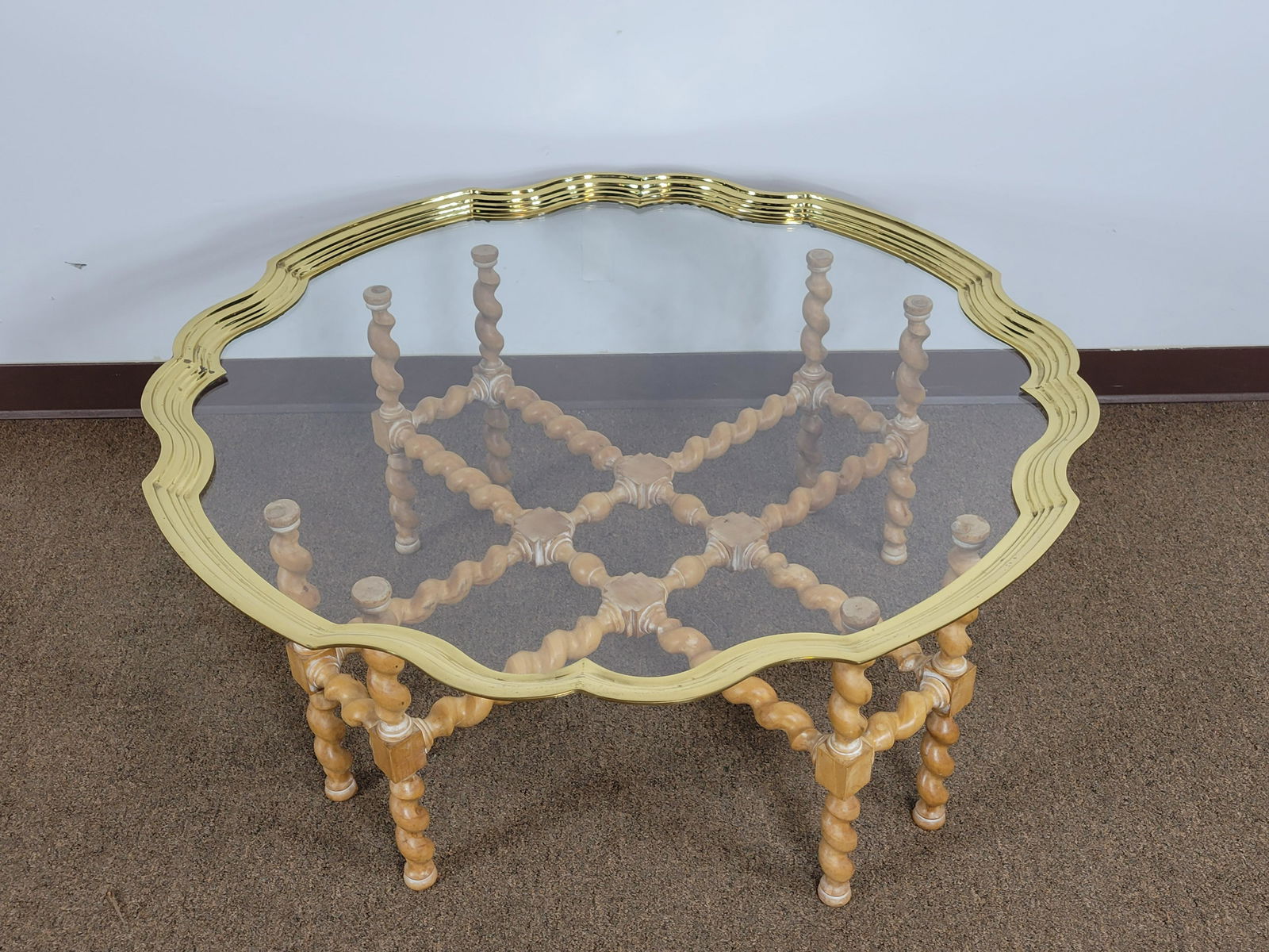 Glass and Brass Top Coffee Table (1 of 2)