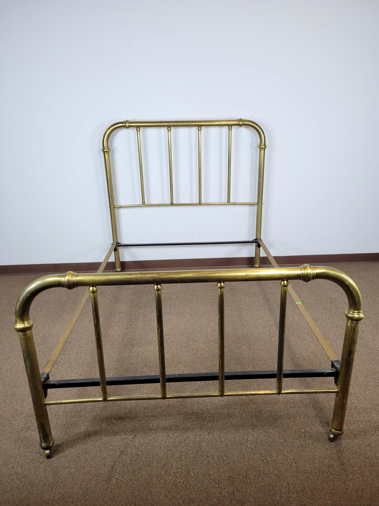 Brass Bed: 54" wide X 80 1/2" deep X 55" high. IMPORTANT: Before bidding, please read the terms and conditions. When you registered for the auction you agreed to these terms and will be required to comply with t
