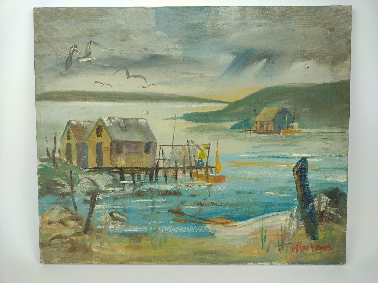 William Rohrbech Acrylic on Cavas Harbor Scene (1 of 5)