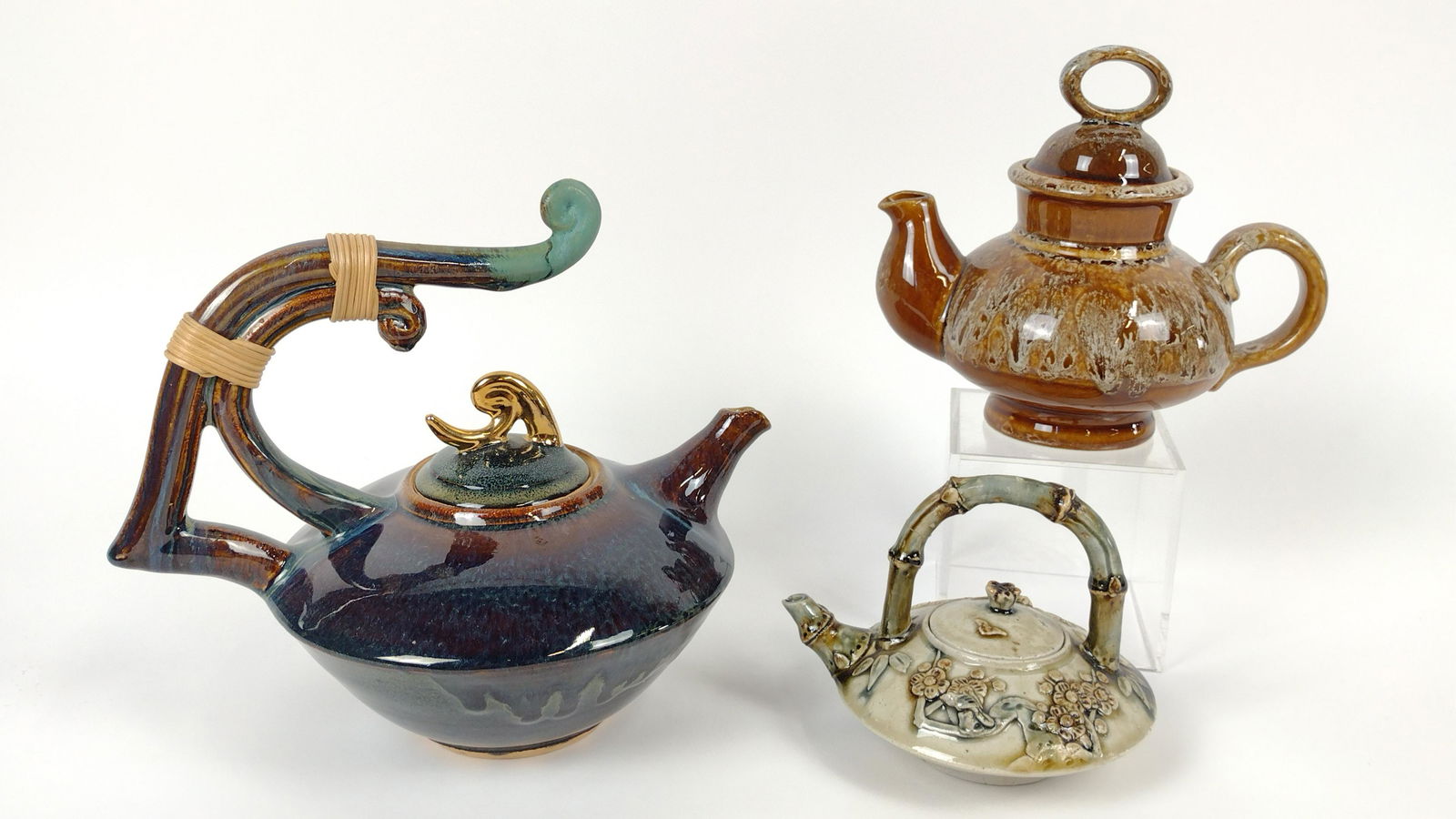 3 Studio Pottery Tea Pots (1 of 3)