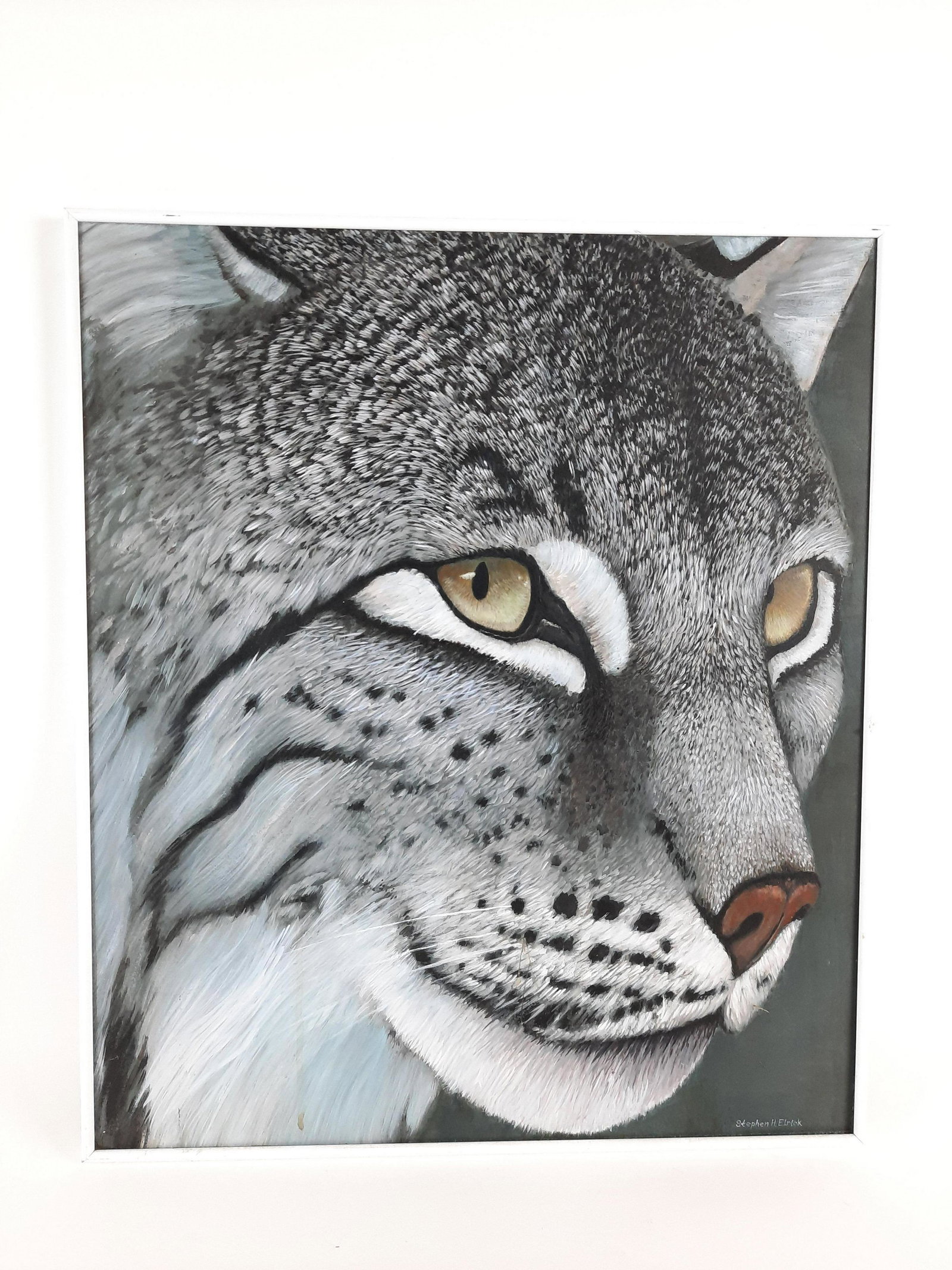 Stephen H. Elrick Wildlife Painting: Signed lower right. Overall with frame 24" high to 20-3/4" wide. LR IMPORTANT: Before bidding, please read the terms and conditions. When you registered for the auction you agreed to these terms and w