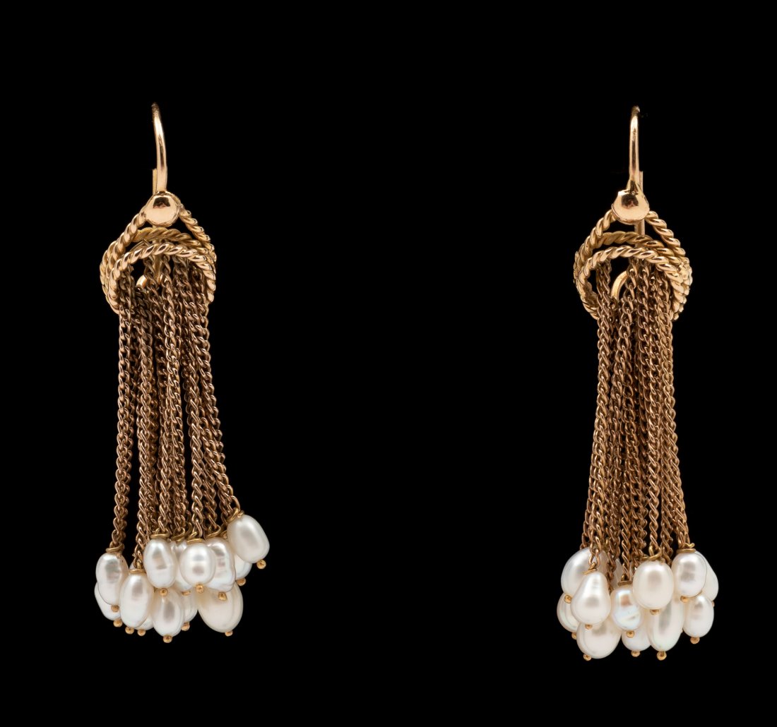 18K Pearl Tassel Earrings (1 of 2)