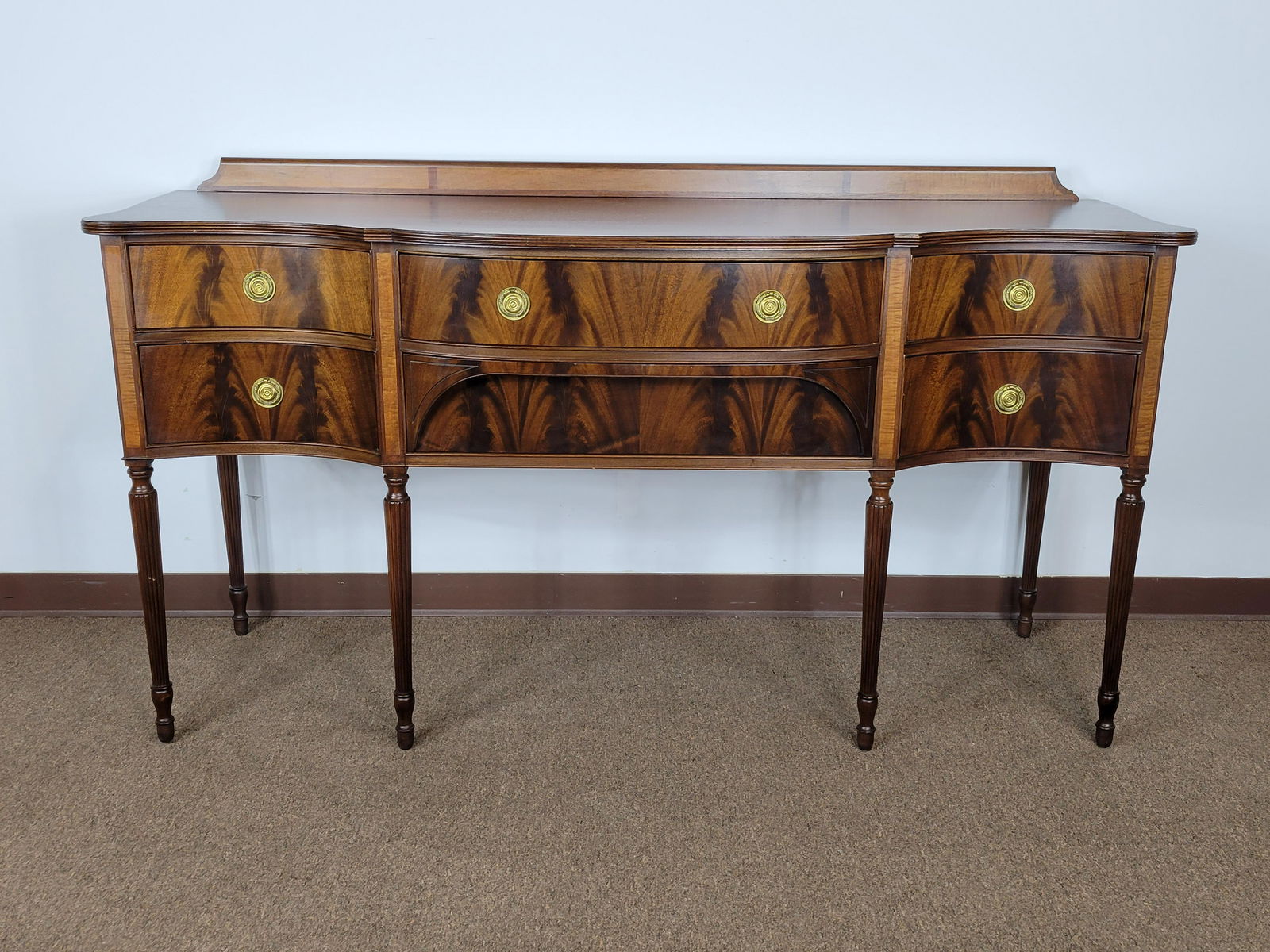 Flame Mahogany Serpentine Front Side Board (1 of 5)