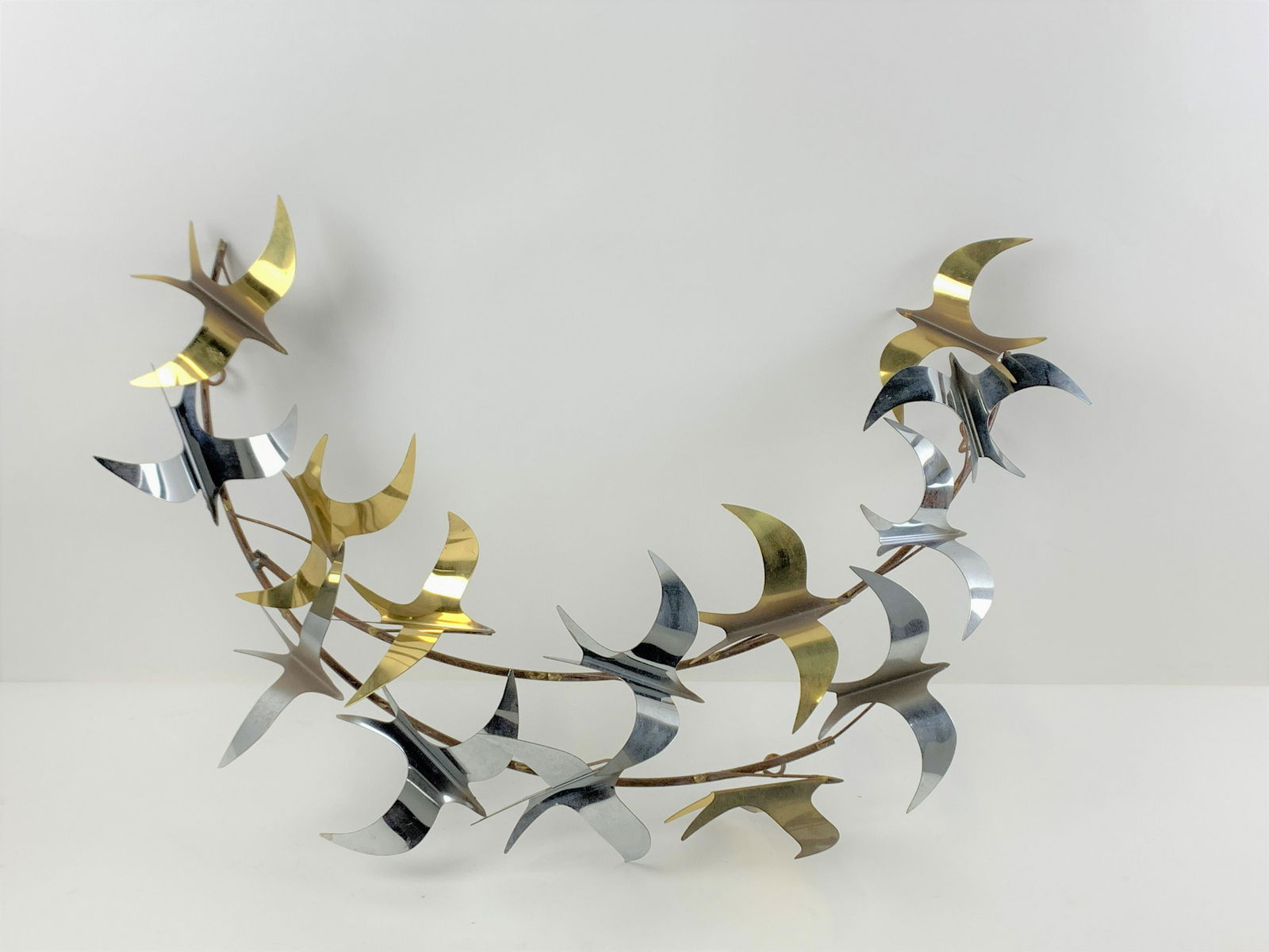 Curtis Jere Seagull Crescent Wall Sculpture: 28" wide x 19-3/4" high. Jere (1910-2008). RM