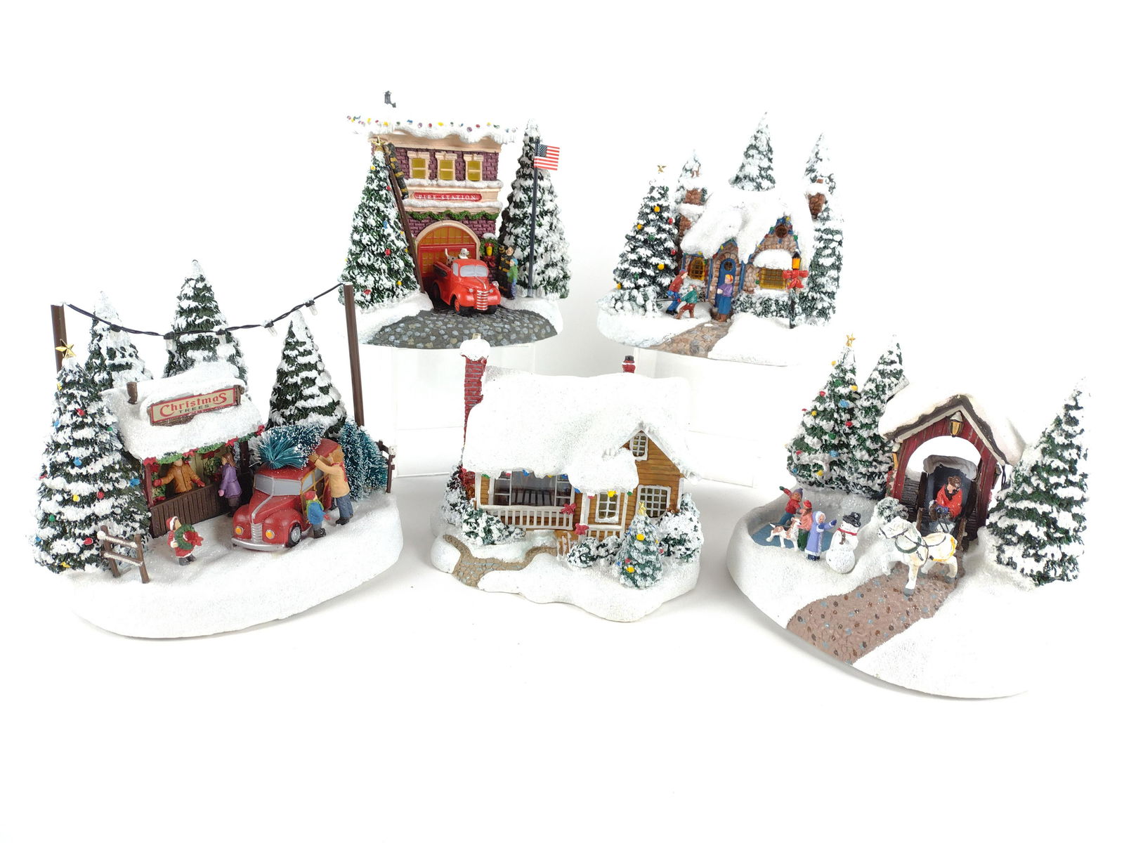 5 Thomas Kinkade Village Scenes (1 of 3)