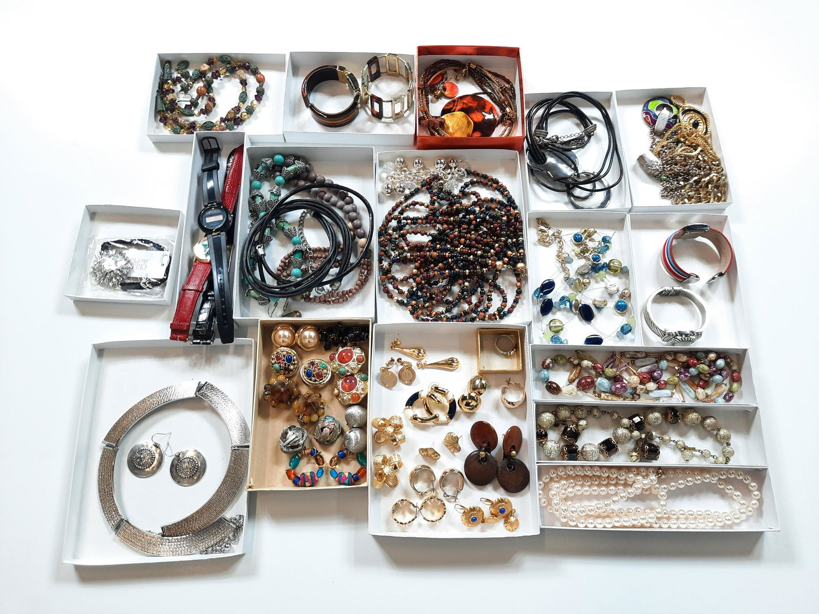 Grouping of Costume Jewelry incl Chico's: Also includes bangles, necklaces, watches and clip on earrings. LR MPORTANT: Before bidding, please read the terms and conditions. When you registered for the auction you agreed to these terms and wil