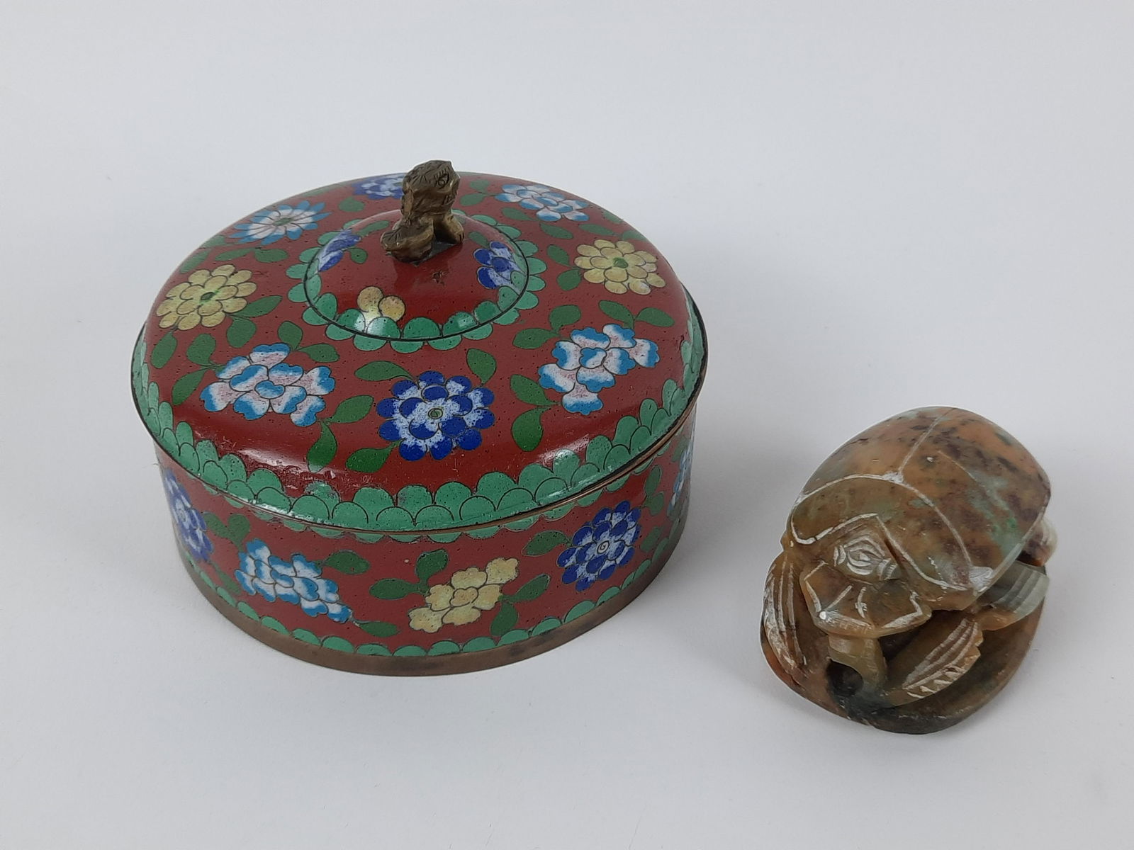 Cloisonne Box and Hardstone Scarab (1 of 3)